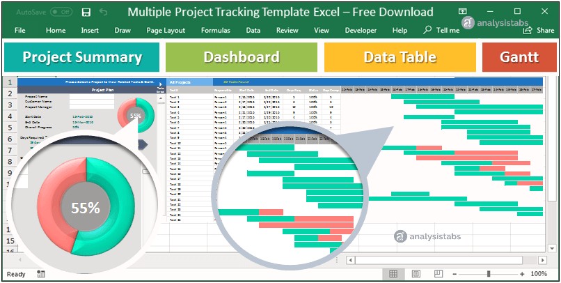 Construction Projec Progress T Excel Template Download