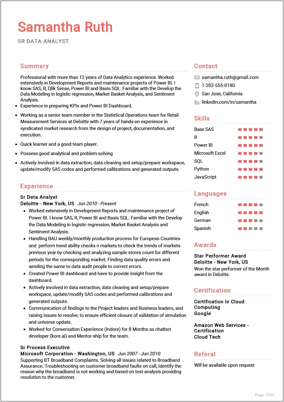 Content Review Analyst Google Resume Sample