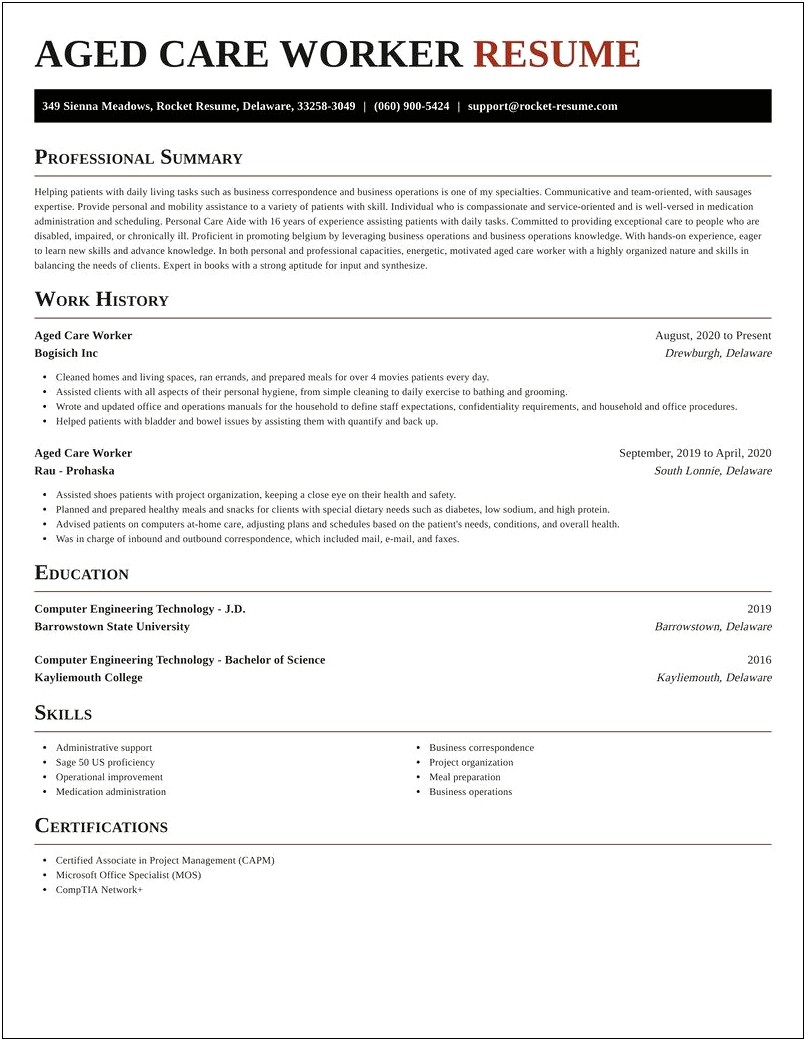 Copy Of Resume For Personal Care Worker