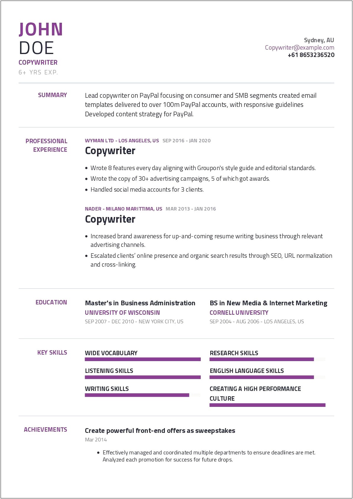 Copywriting A Skill To Put On A Resume