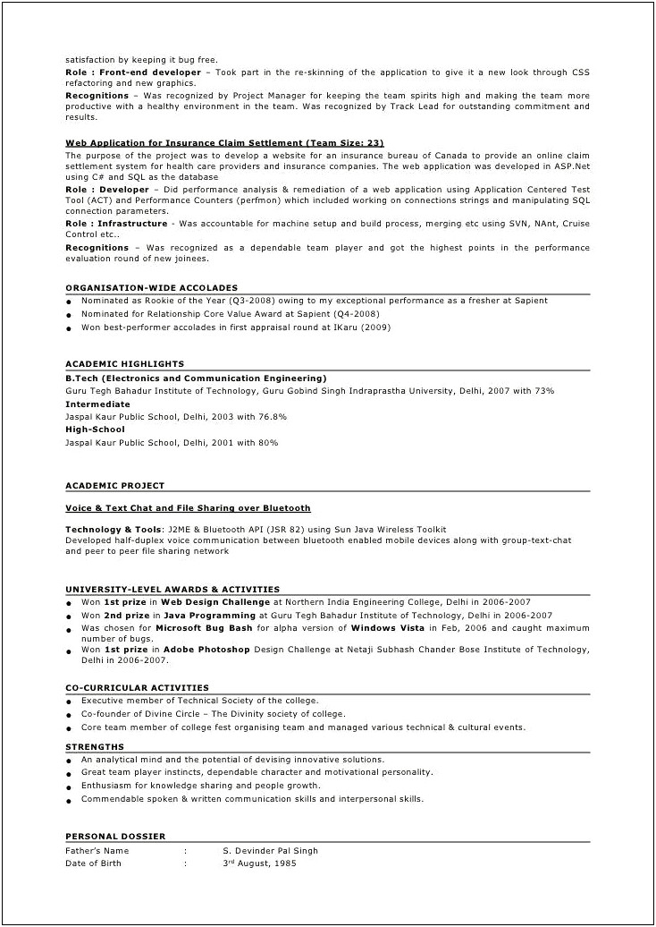 Core Java Resume For 3 Years Experience