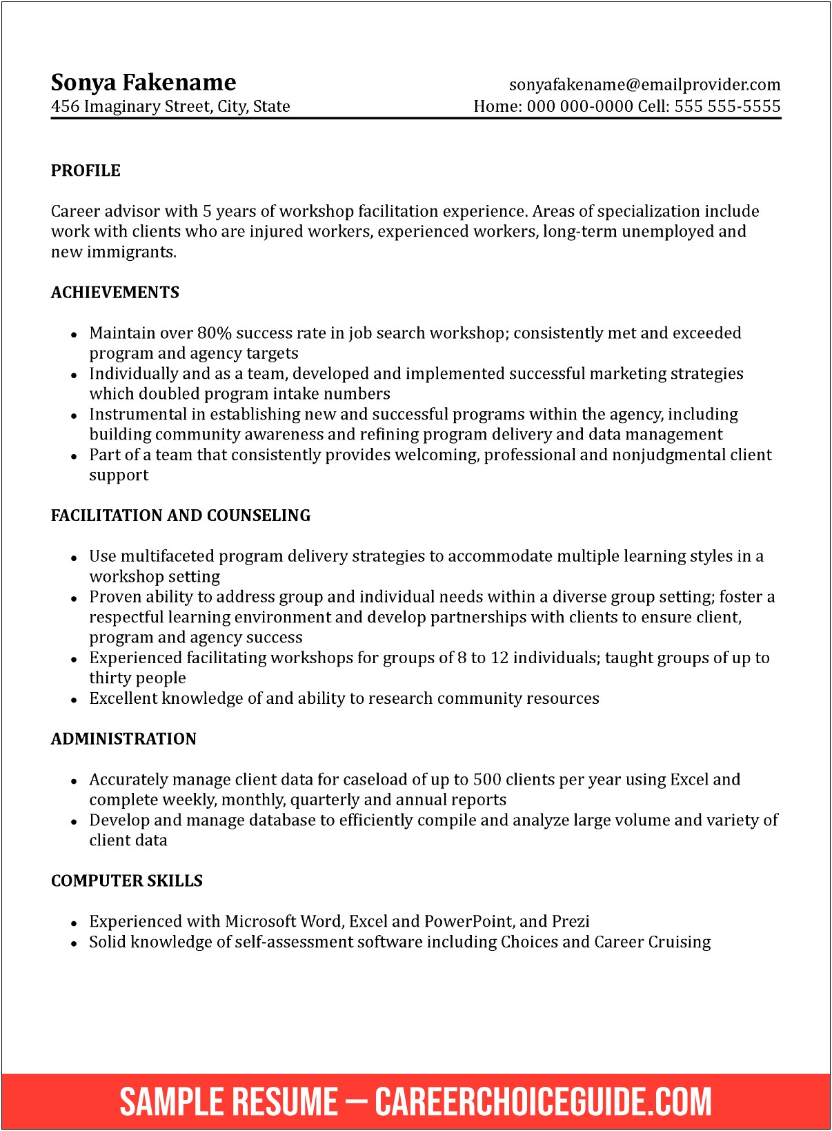 Counselor In Training Sample Change Career Resume