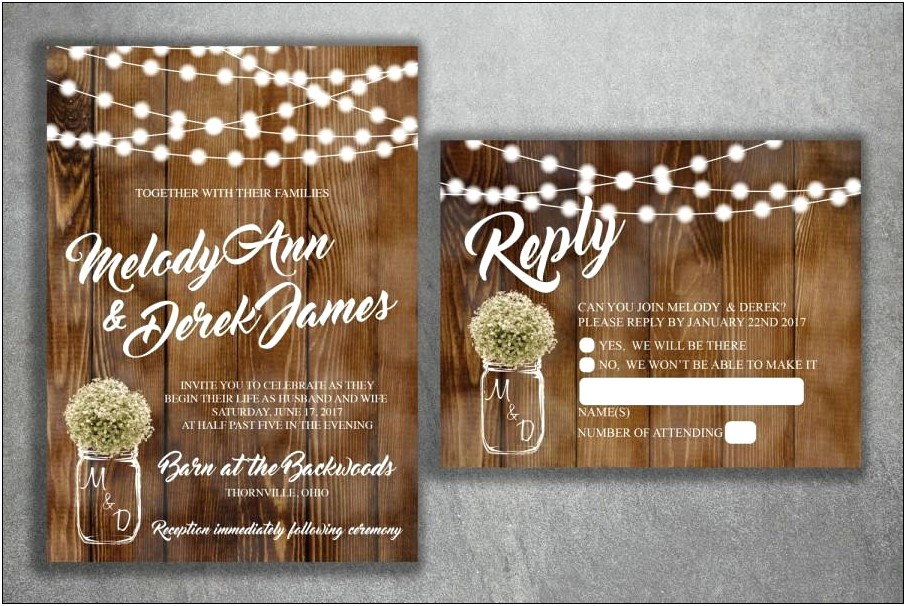 Country Wooden Rustic Mason Jar Wedding Invitation