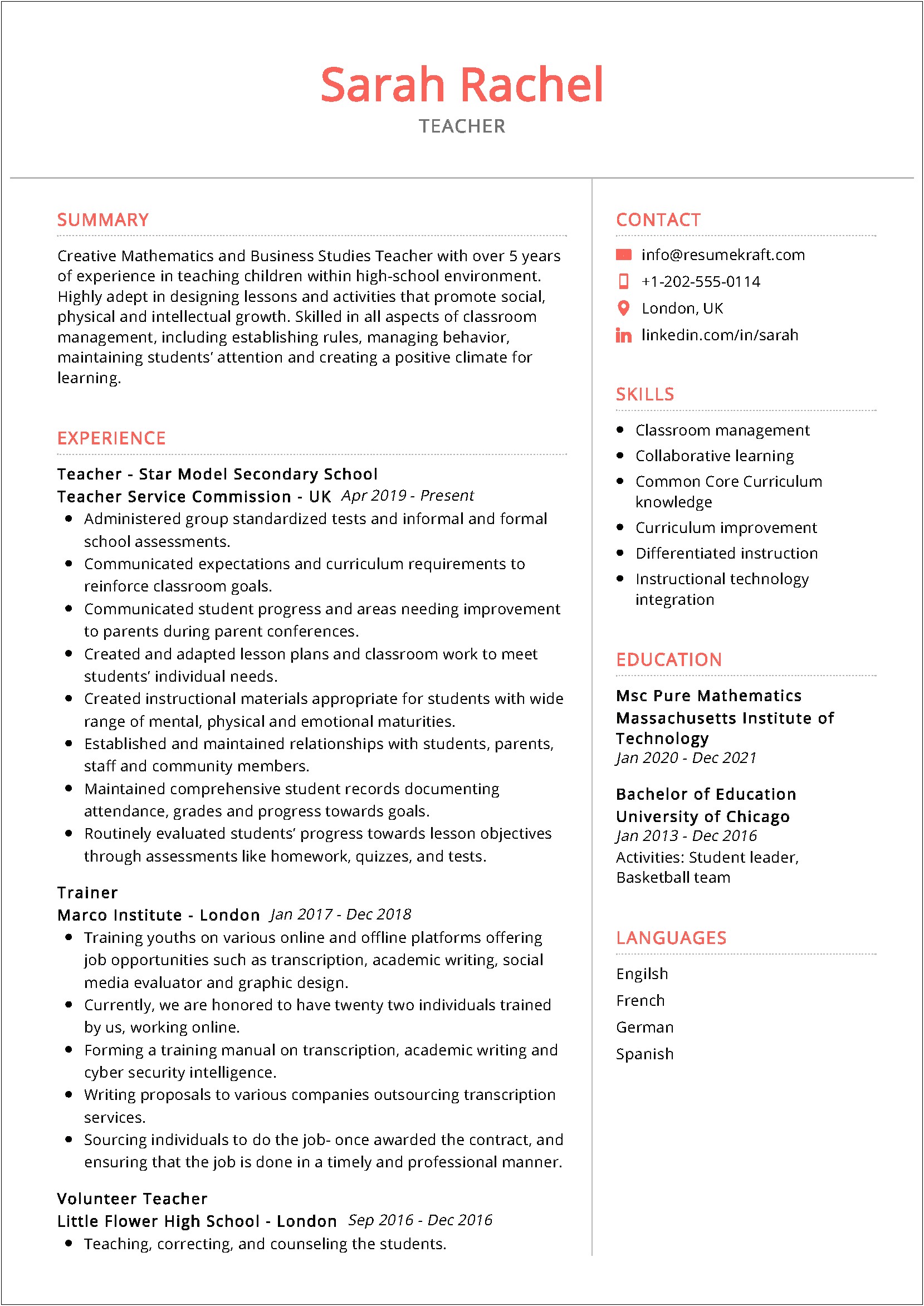 Cover Letter And Resume Example Of School Principle