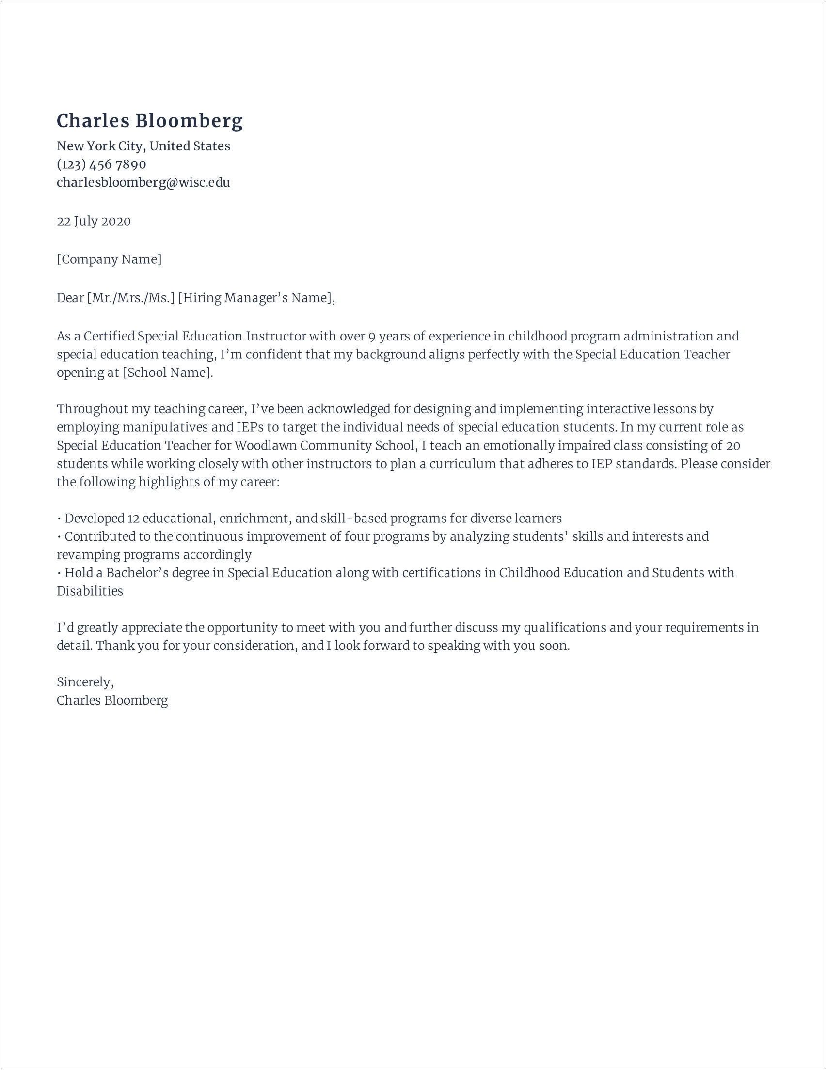 Cover Letter And Resume Template For Teachers