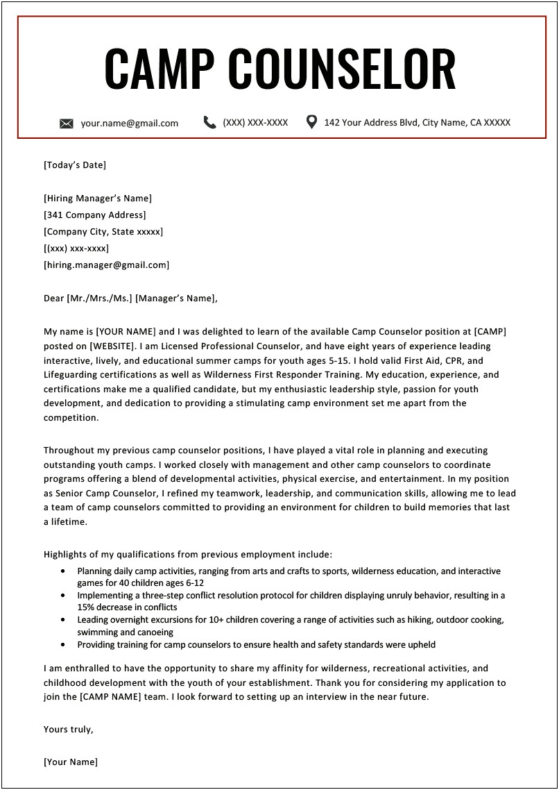 Cover Letter For Resume For High School Students