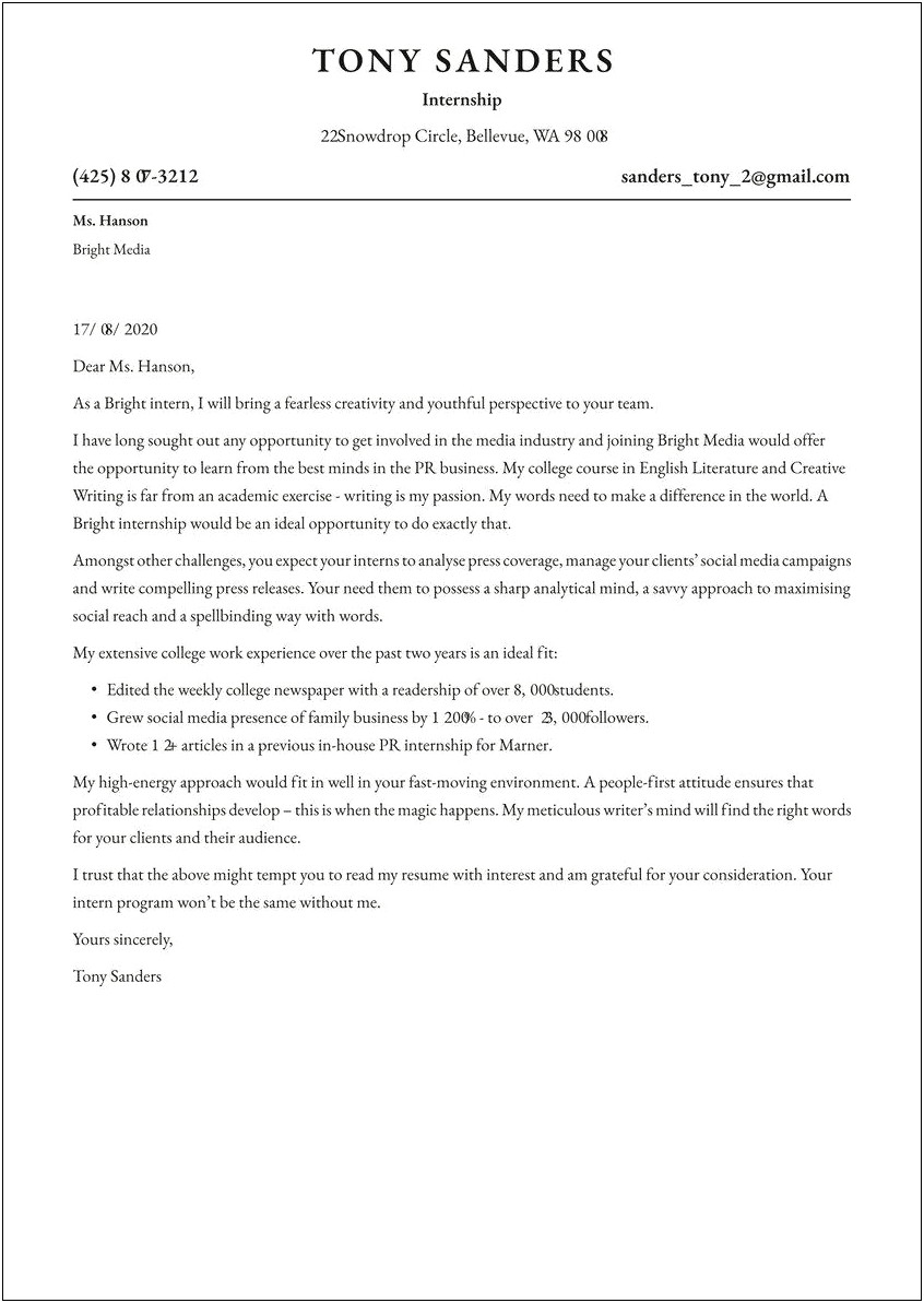 Cover Letter For Resume High School Graduate