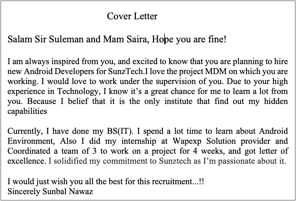 Cover Letter For Resume On Security