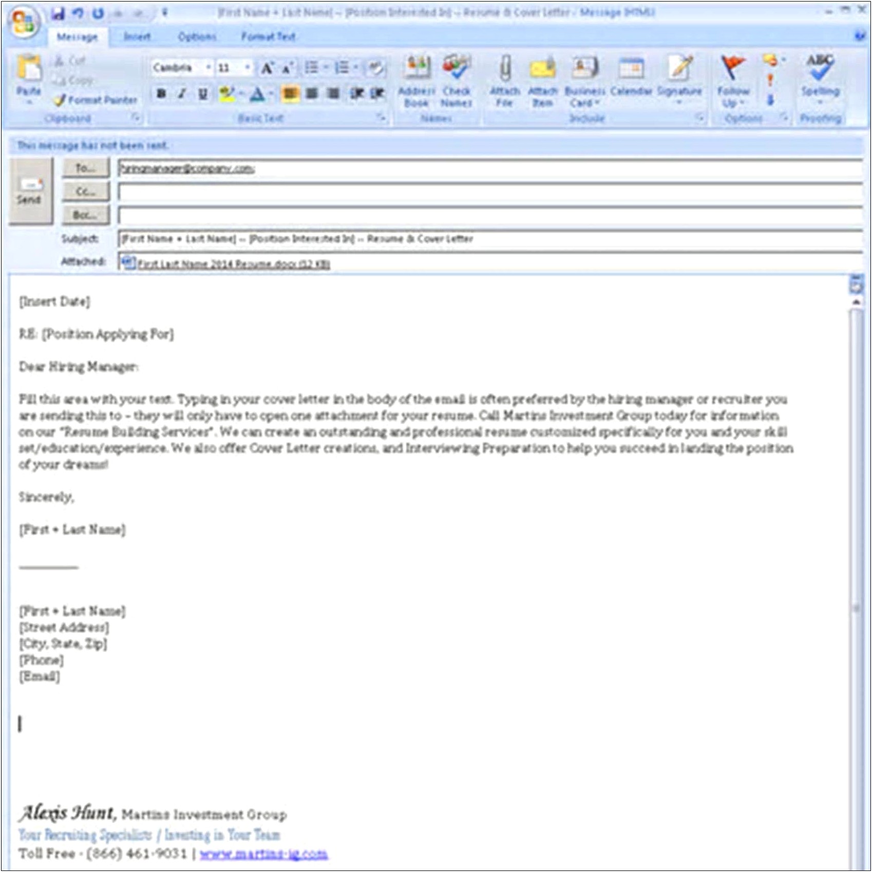 Cover Letter In Email For Attaching Resume