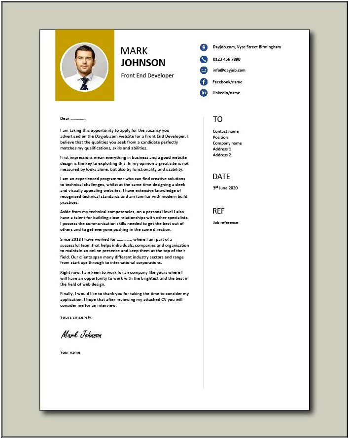 Cover Letter In Front Of Resume