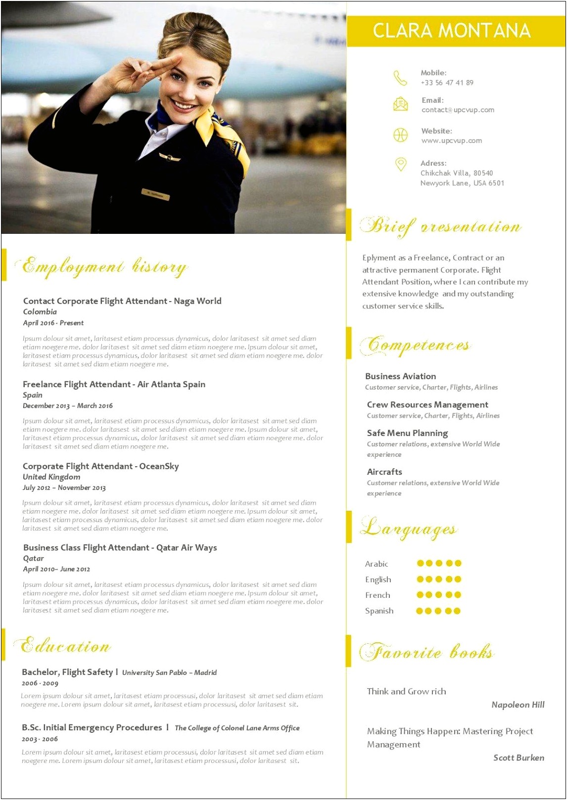 Cover Letter Resume Airline Cabin Crew Example