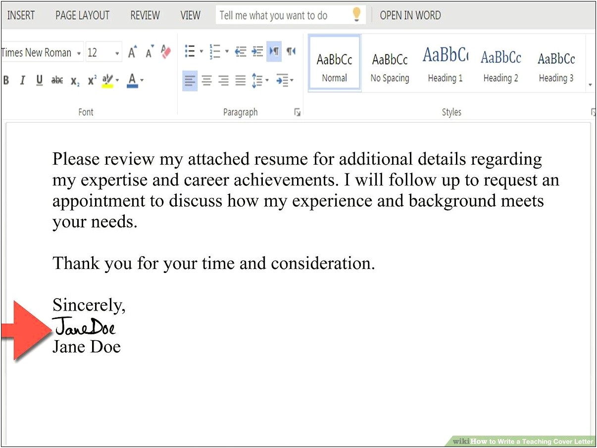 Cover Letter Sample For Sending Resume