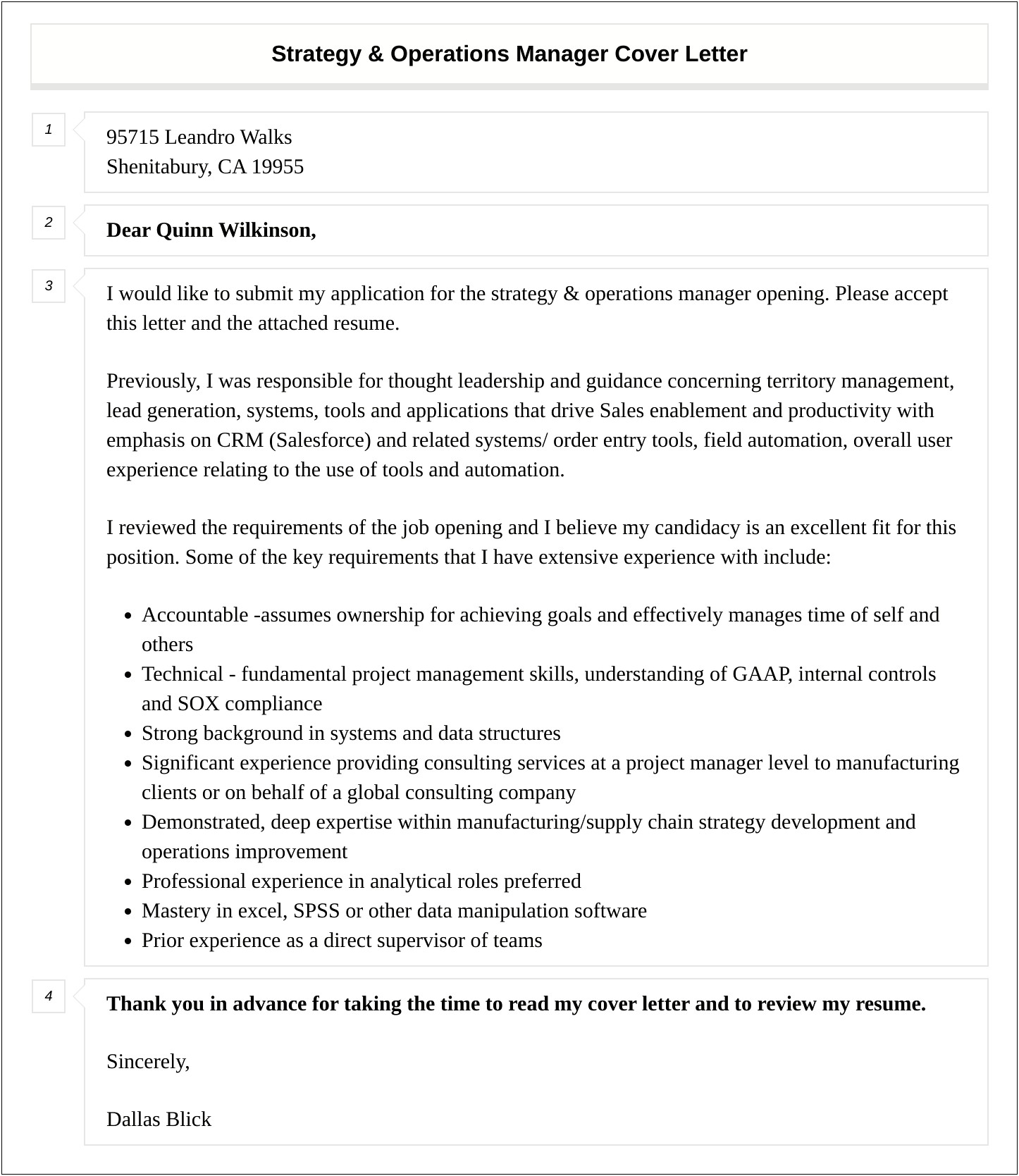 Cover Letters For Operations Manager Resume