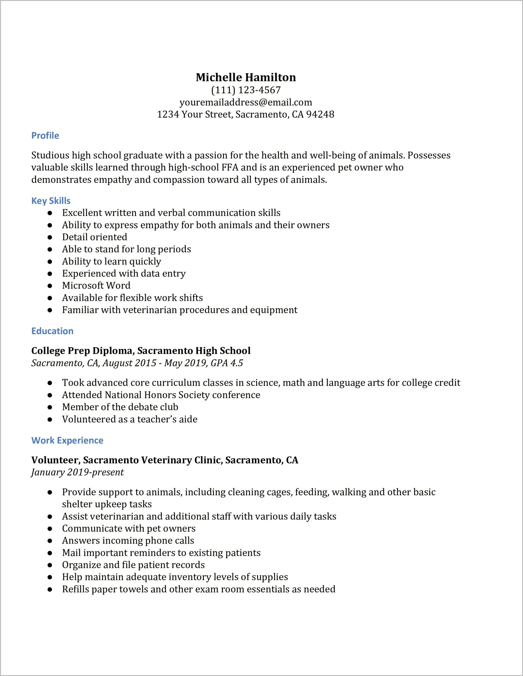 Create A High School Resume Online