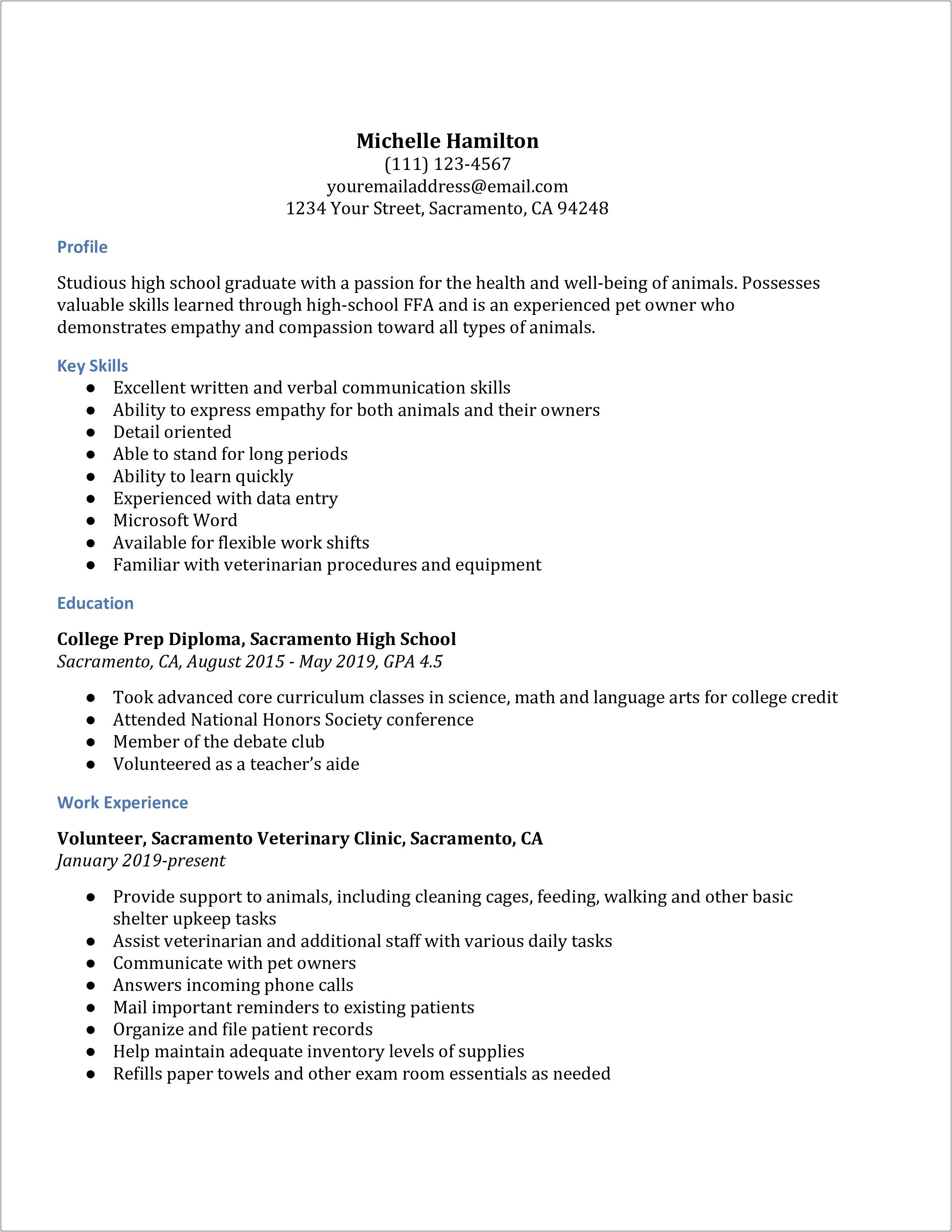 Create A High School Resume Online