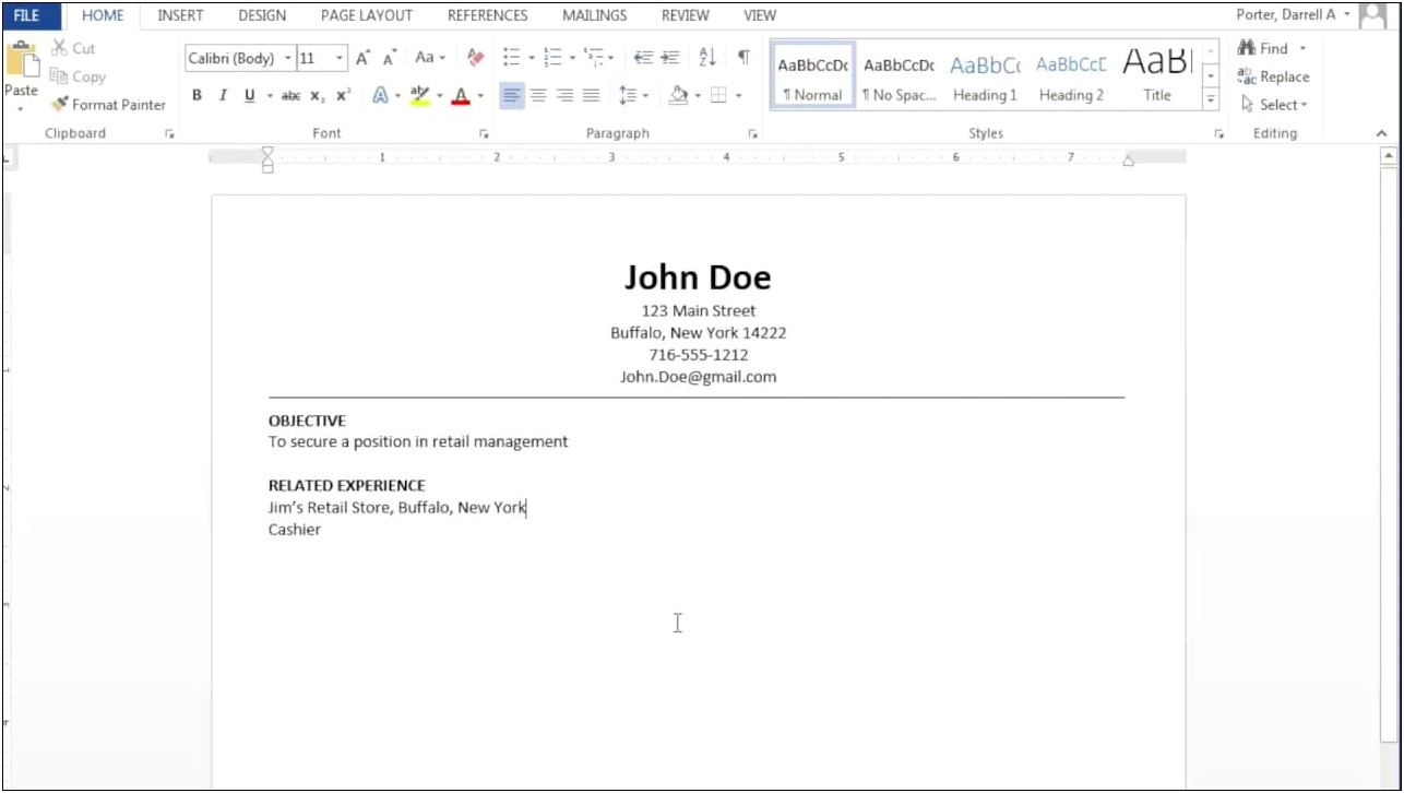 Creating A Resume In Word 2017
