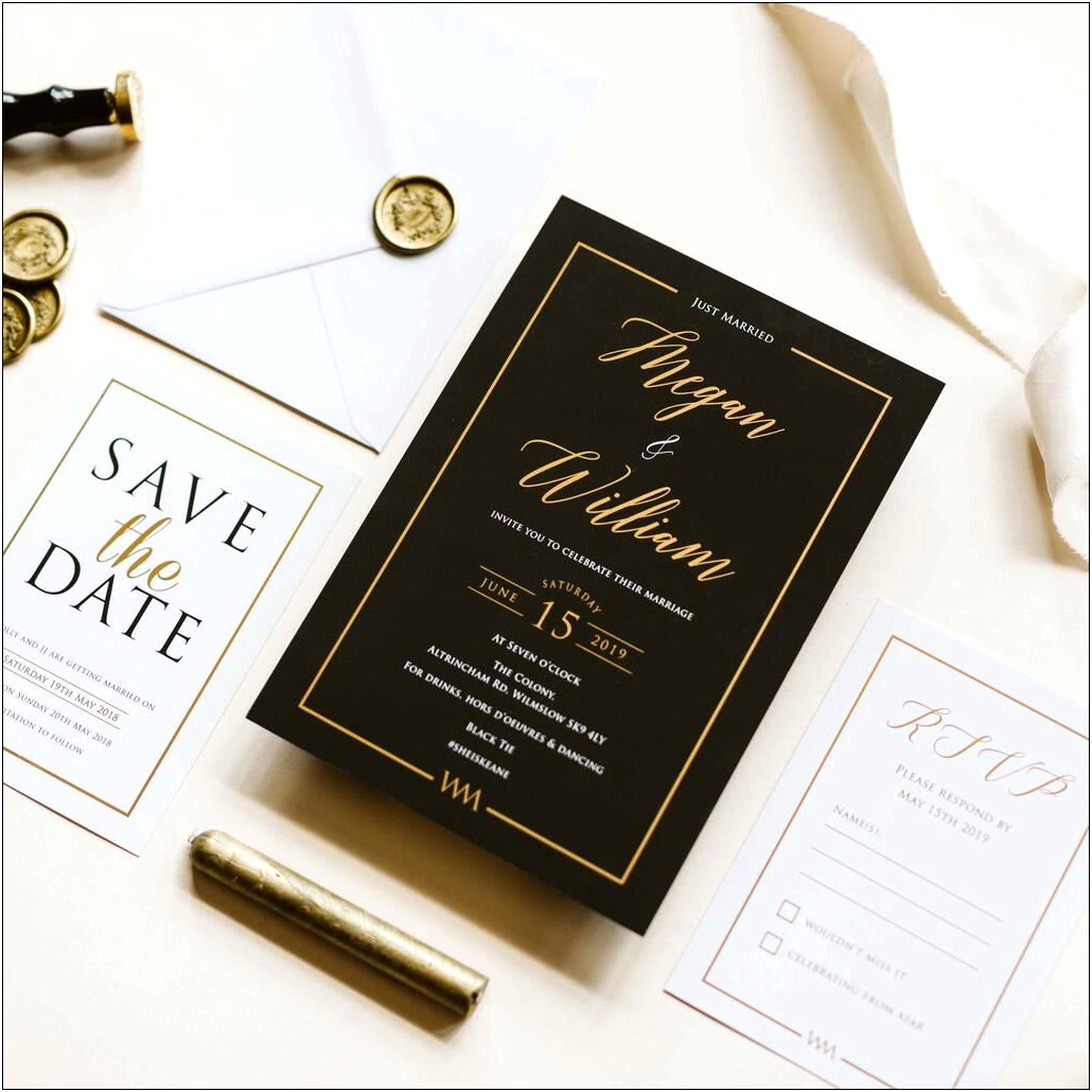 Creative Black Tie On Wedding Invite