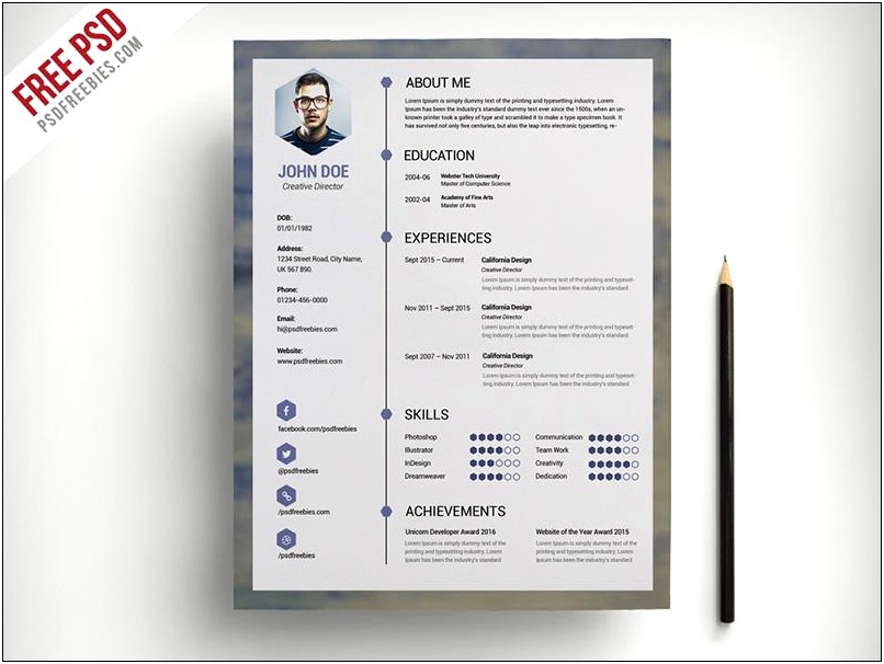 Creative Resume Templates Free Download For Photoshop