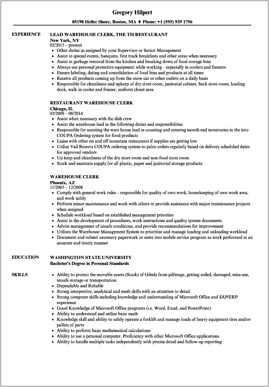 Criminal And Traffic Clerk Resume Examples