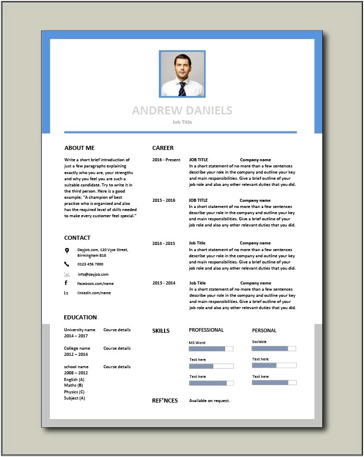 Current Resume Sample For Older Student