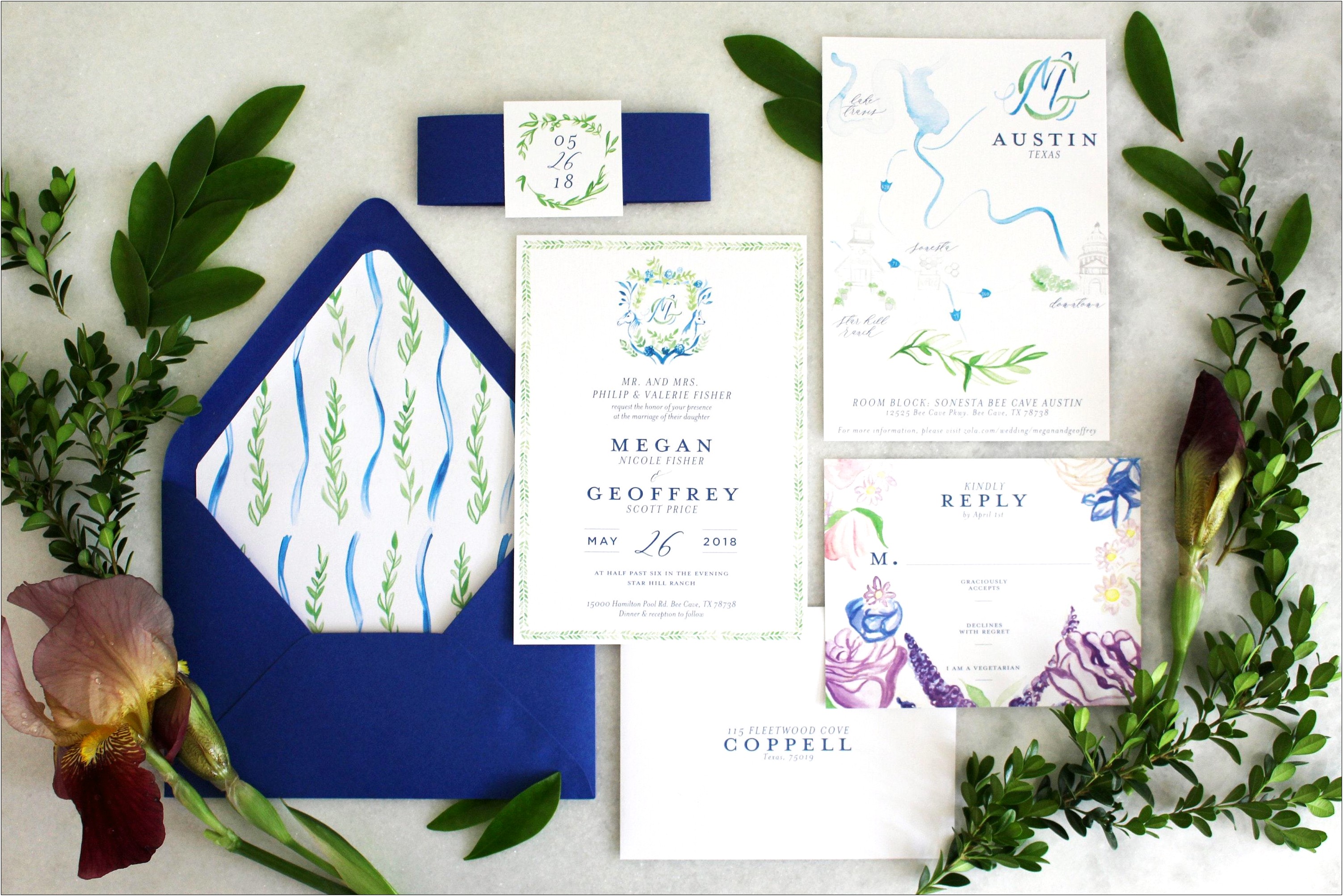 Custom Designed Wedding Invitations Austin Texas