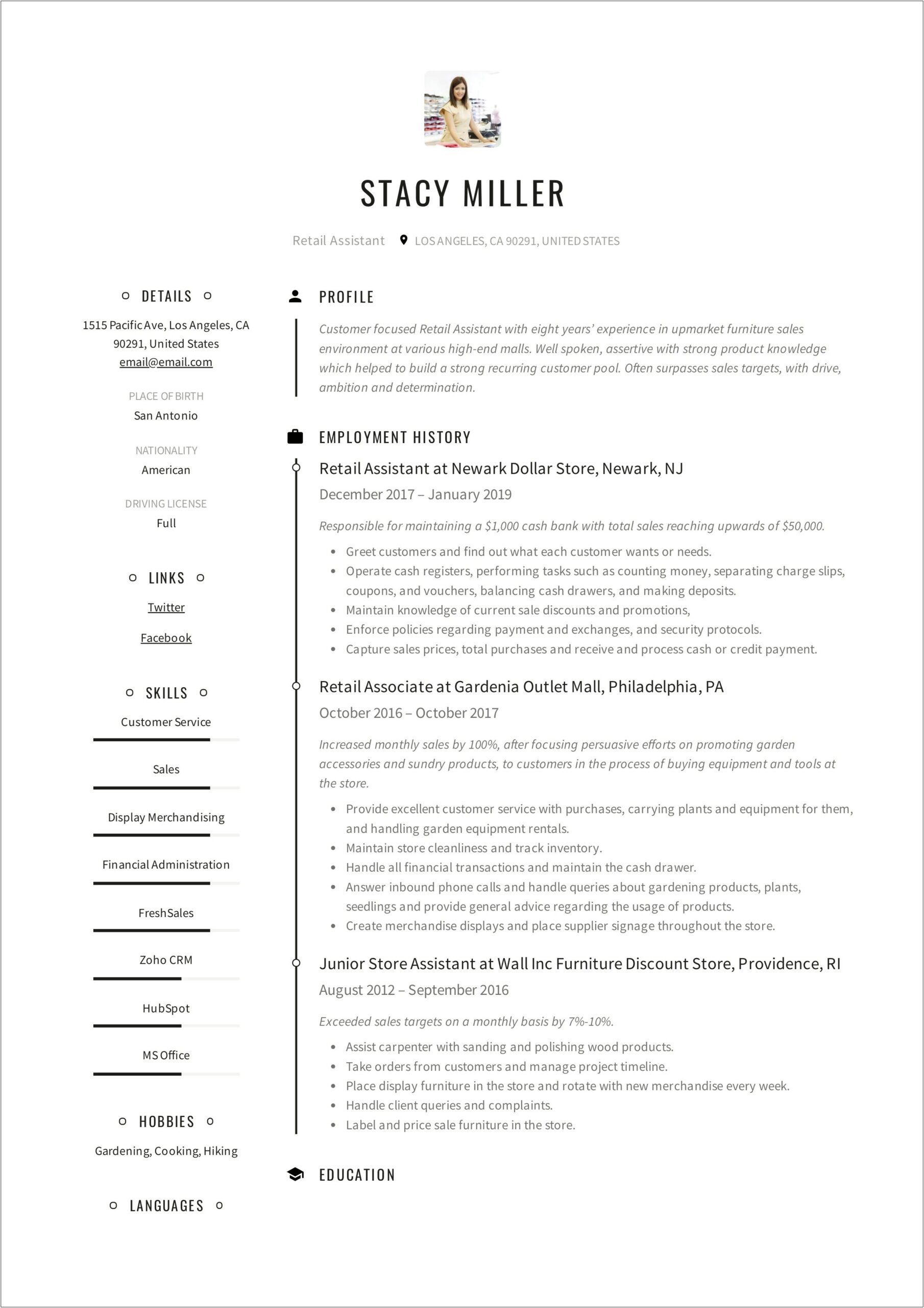 Customer Service Assistant Objective In Resume