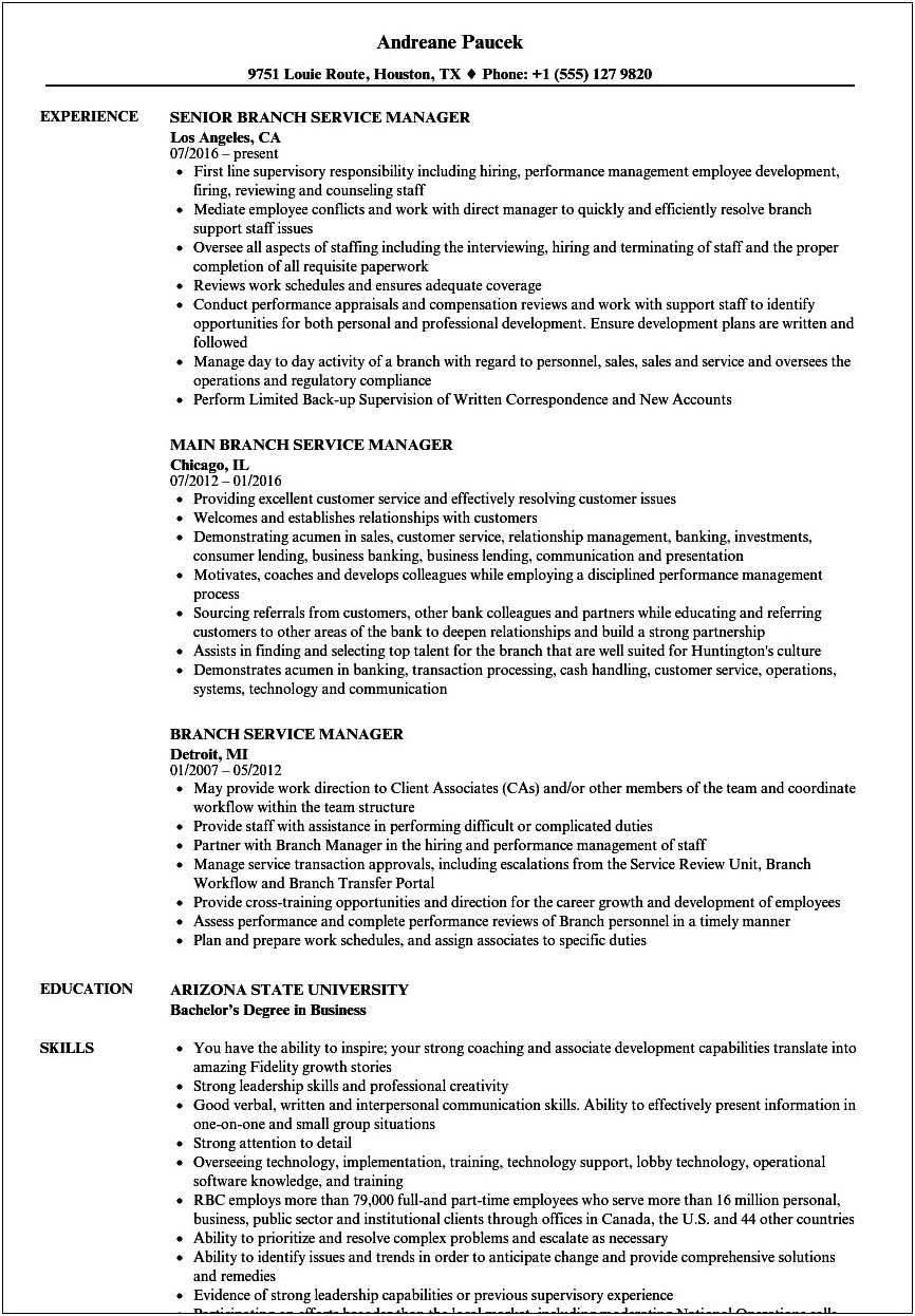 Customer Service Manager Resume Bullet Points