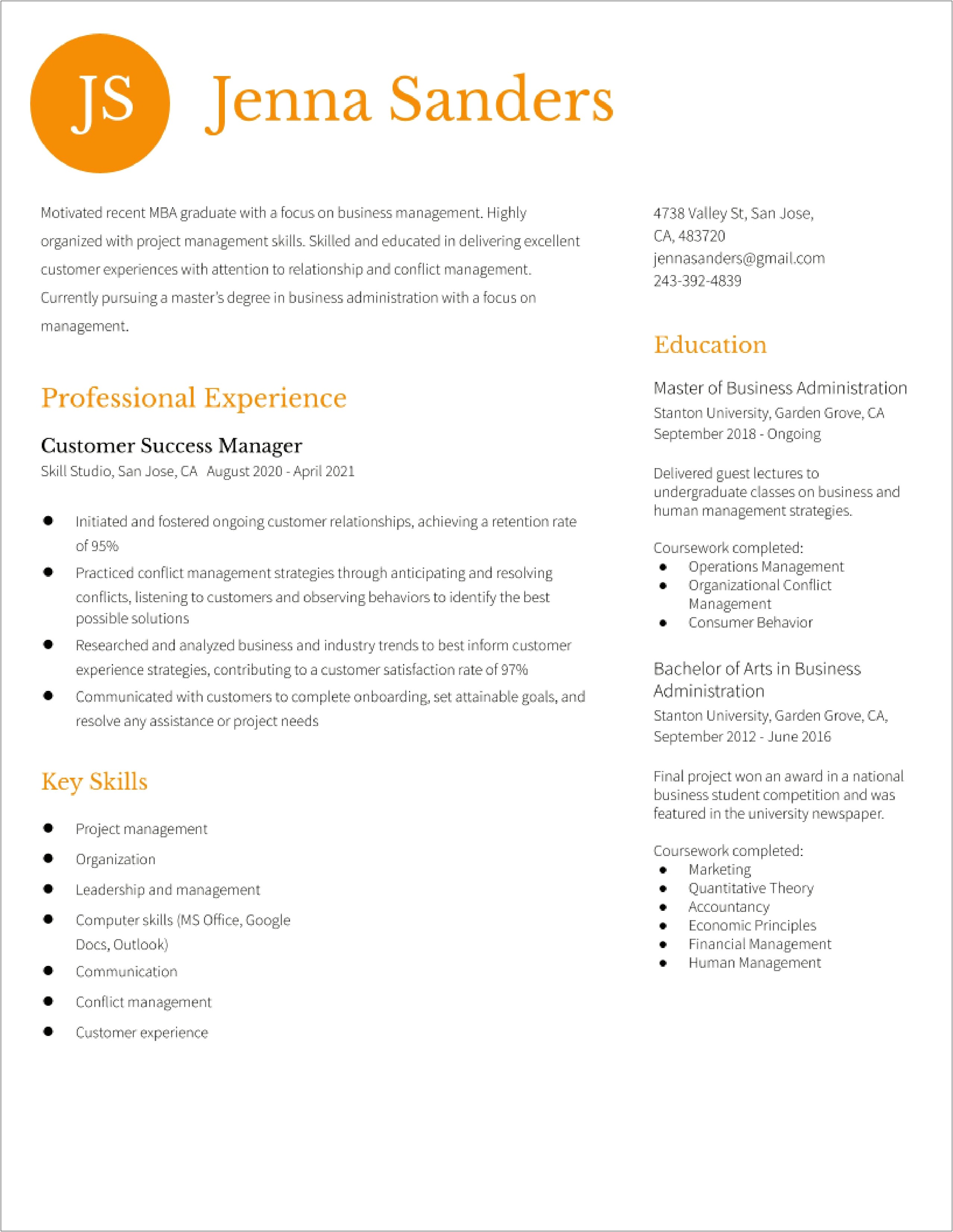 Customer Success Manager Skills On Resume Samples