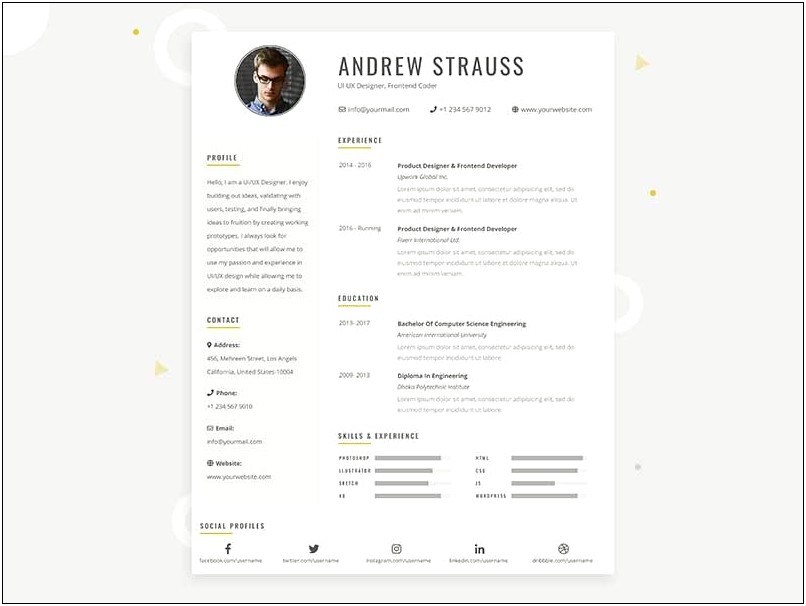 Cv Resume Template Din A4 Free Psd