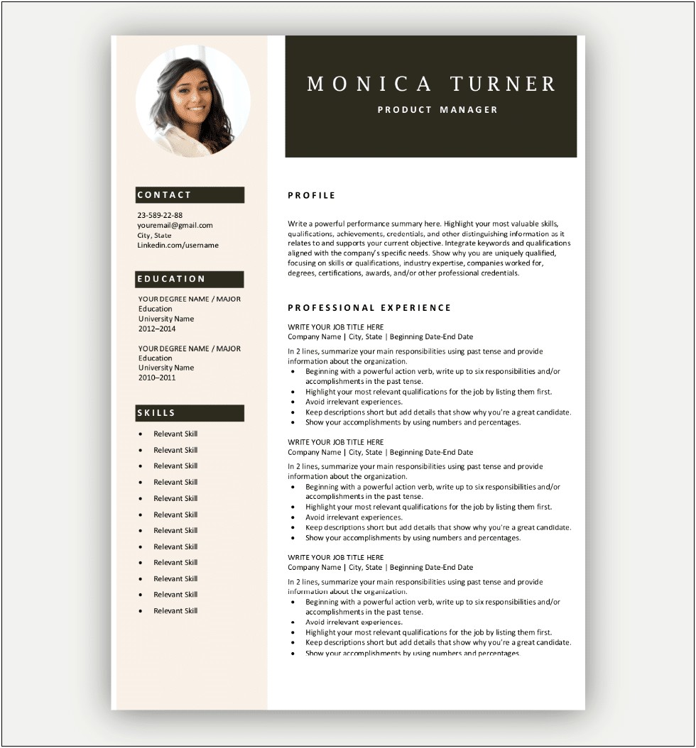 Cv Resume Template Free For Academic