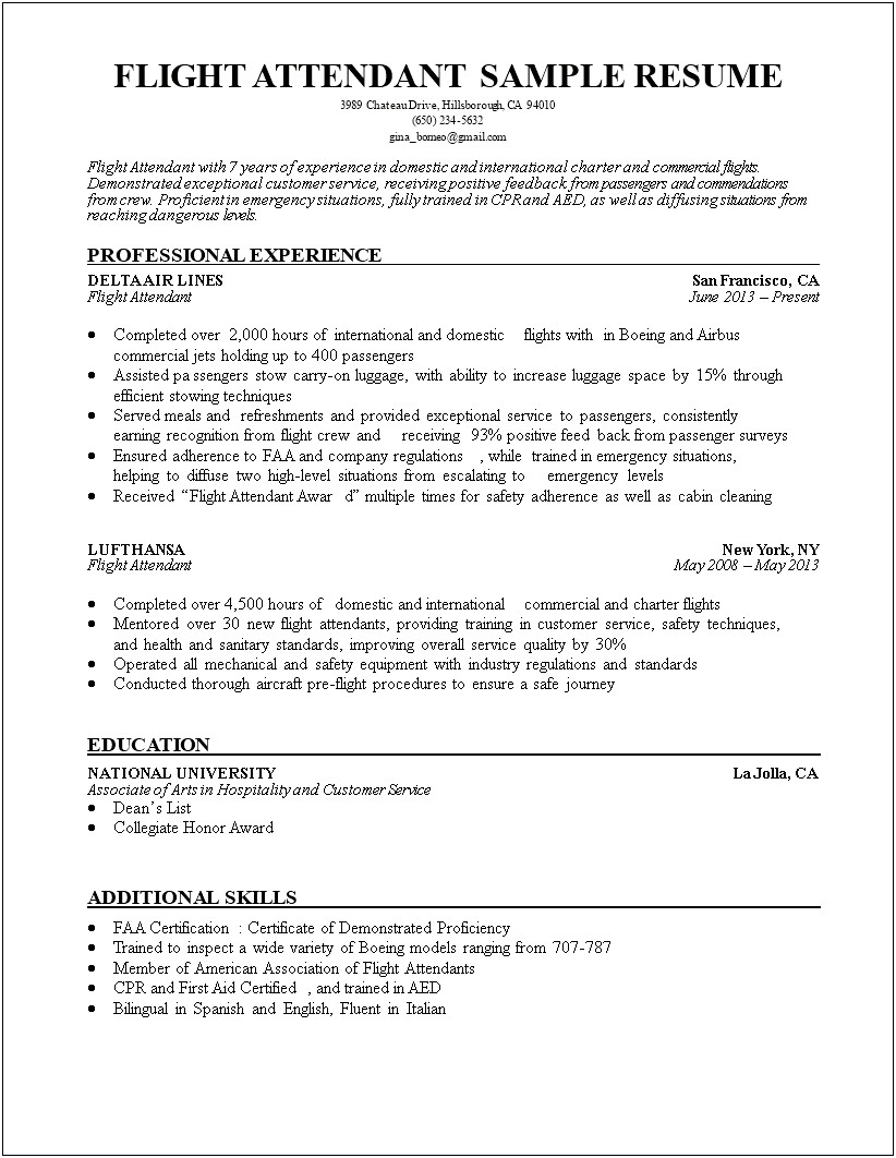 Cv Template For Cabin Crew Download