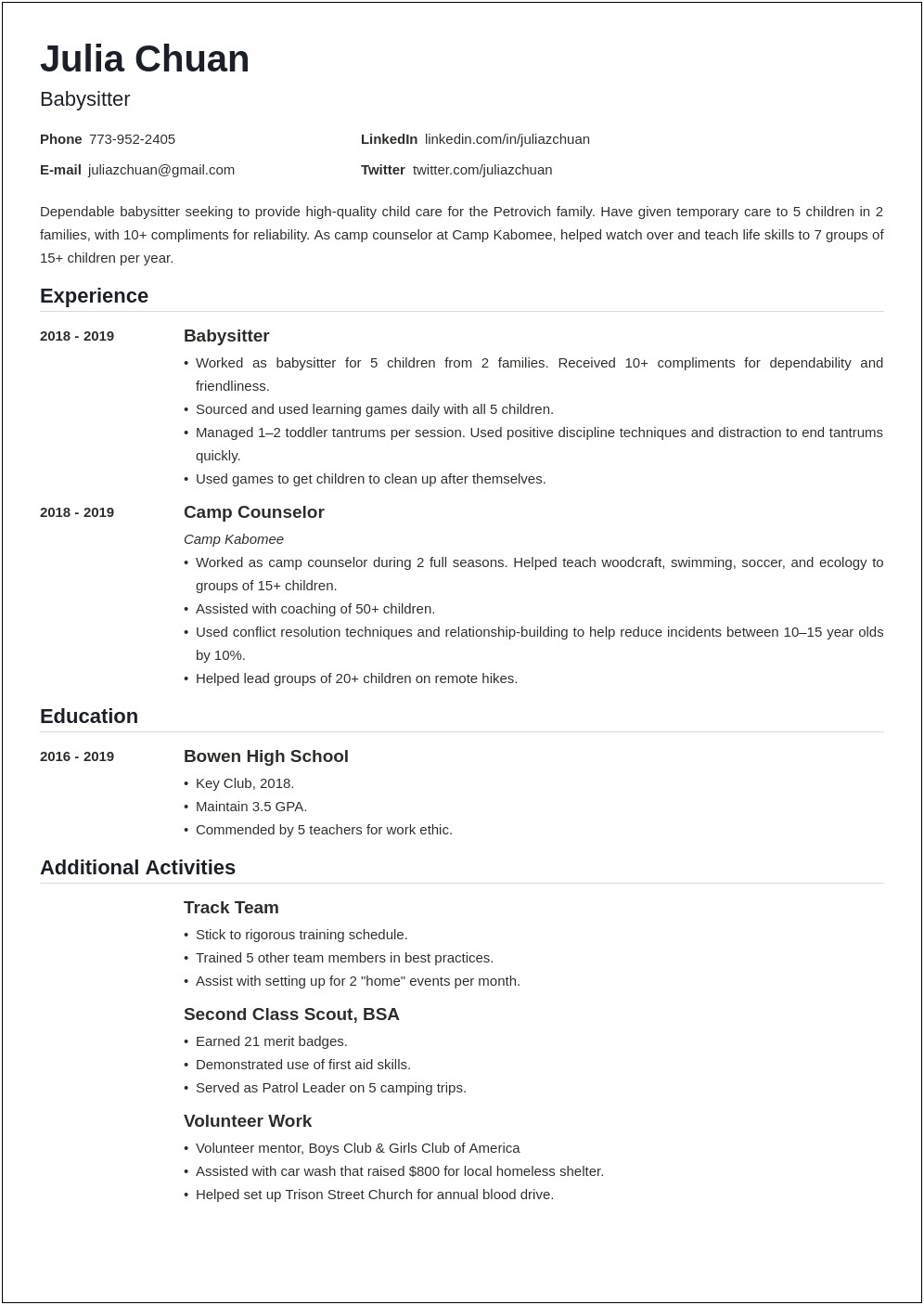 Day Care Resume Skills And Abilities