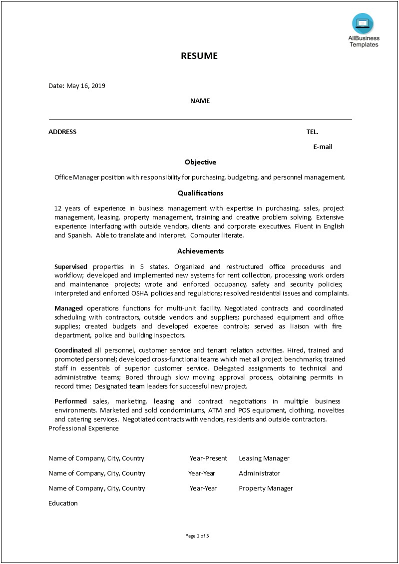 Dcustomer Service And Management Skills Resume