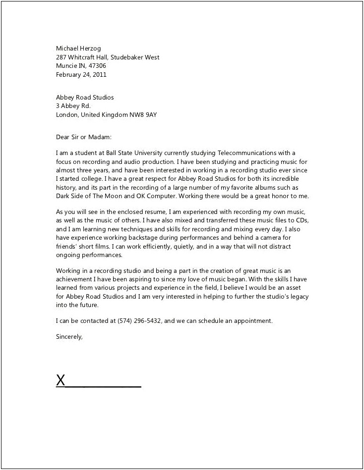 Dear Sir Or Madam Resume Cover Letter