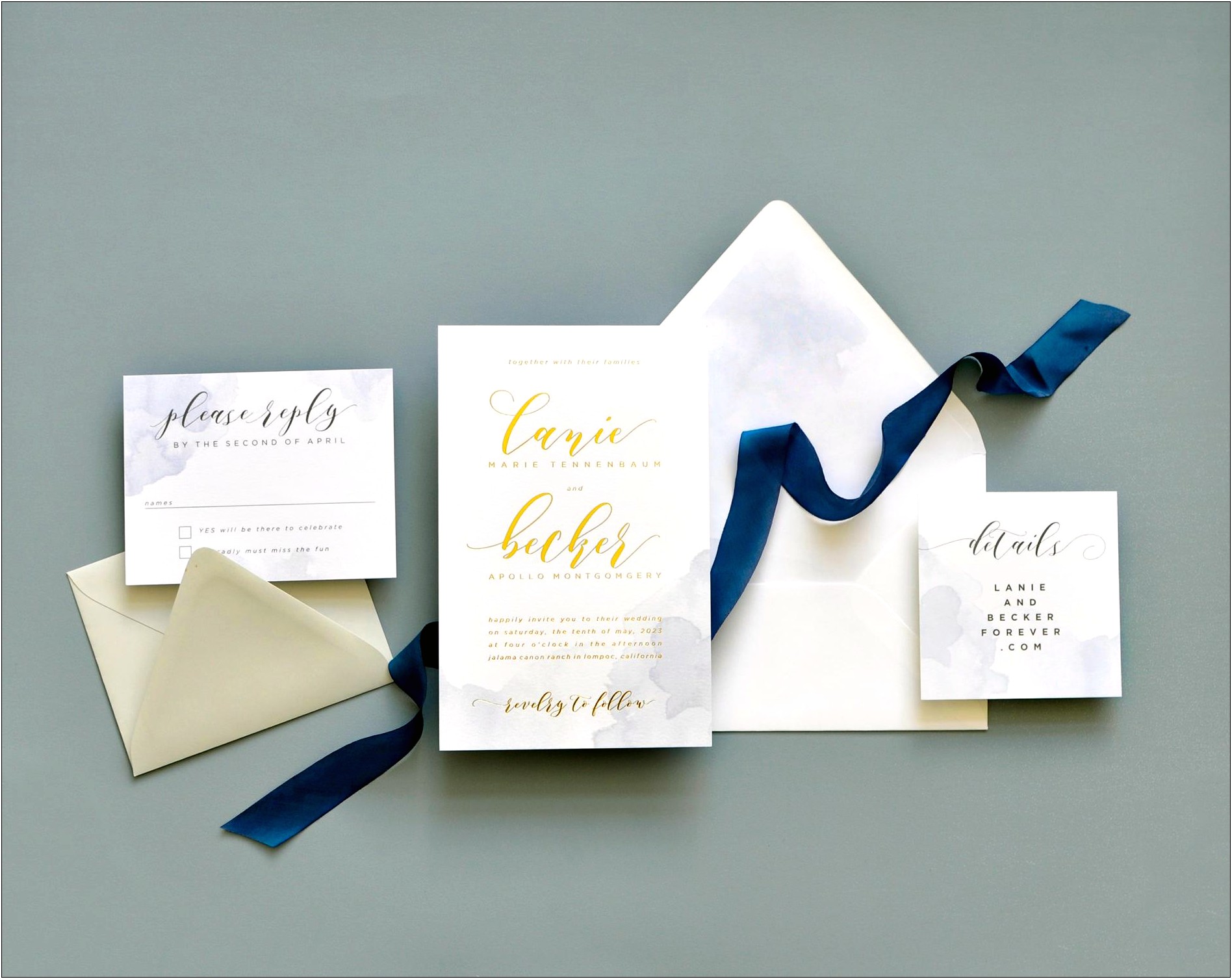 Delicate Botanicals Foil Pressed Wedding Invitations