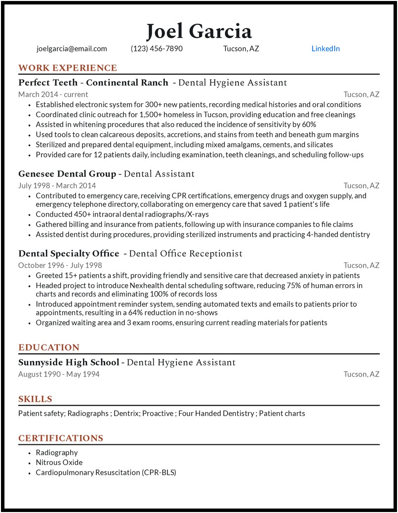 Dental Assistant Resume Skills Applicant Tracking System