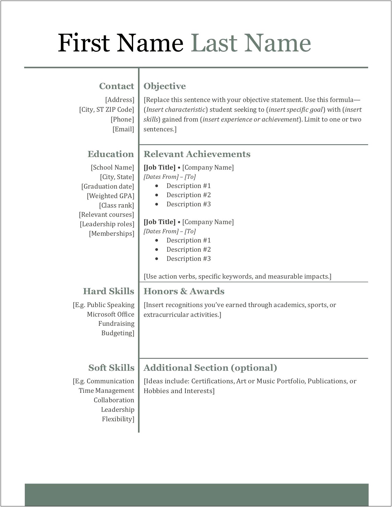 Description For Education On A Resume