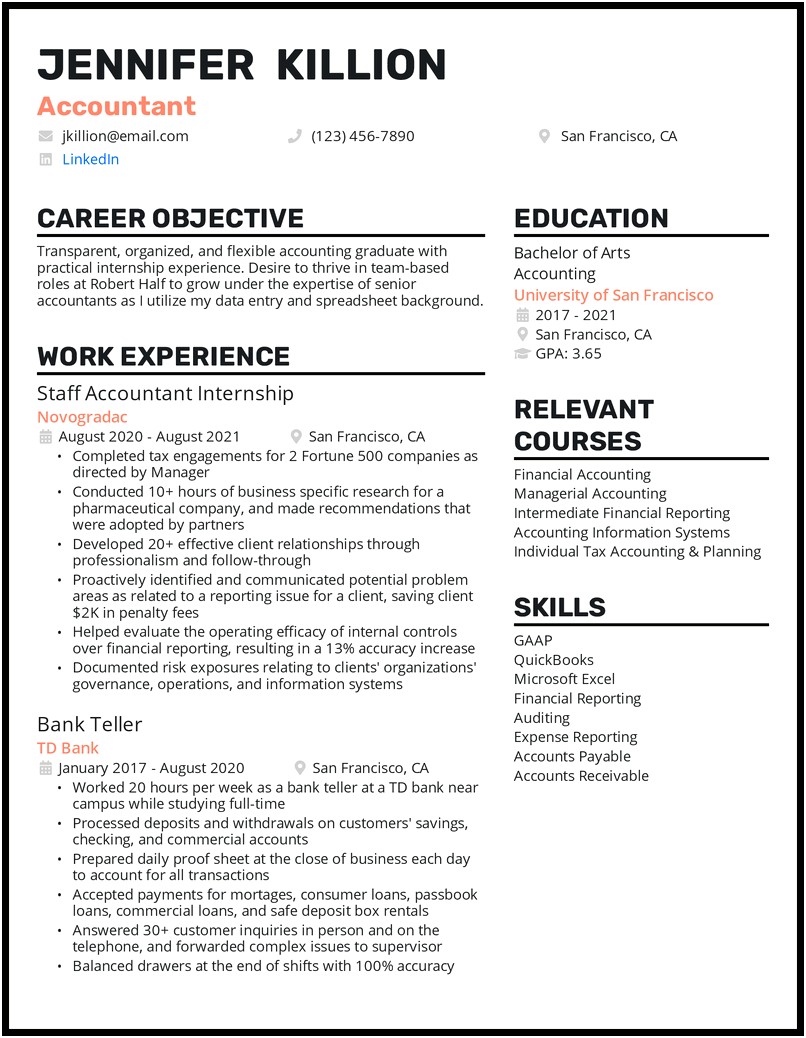 Description Of A Bookkeeper For A Resume