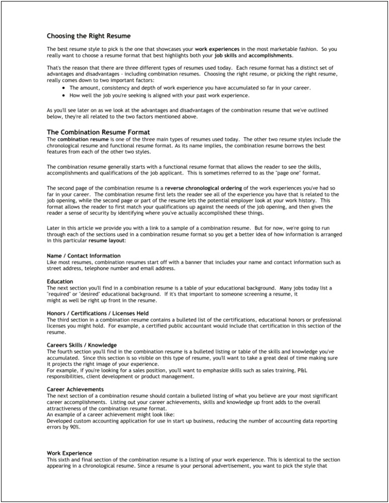 Description Of Accomplishements Of Prior Jobs For Resume