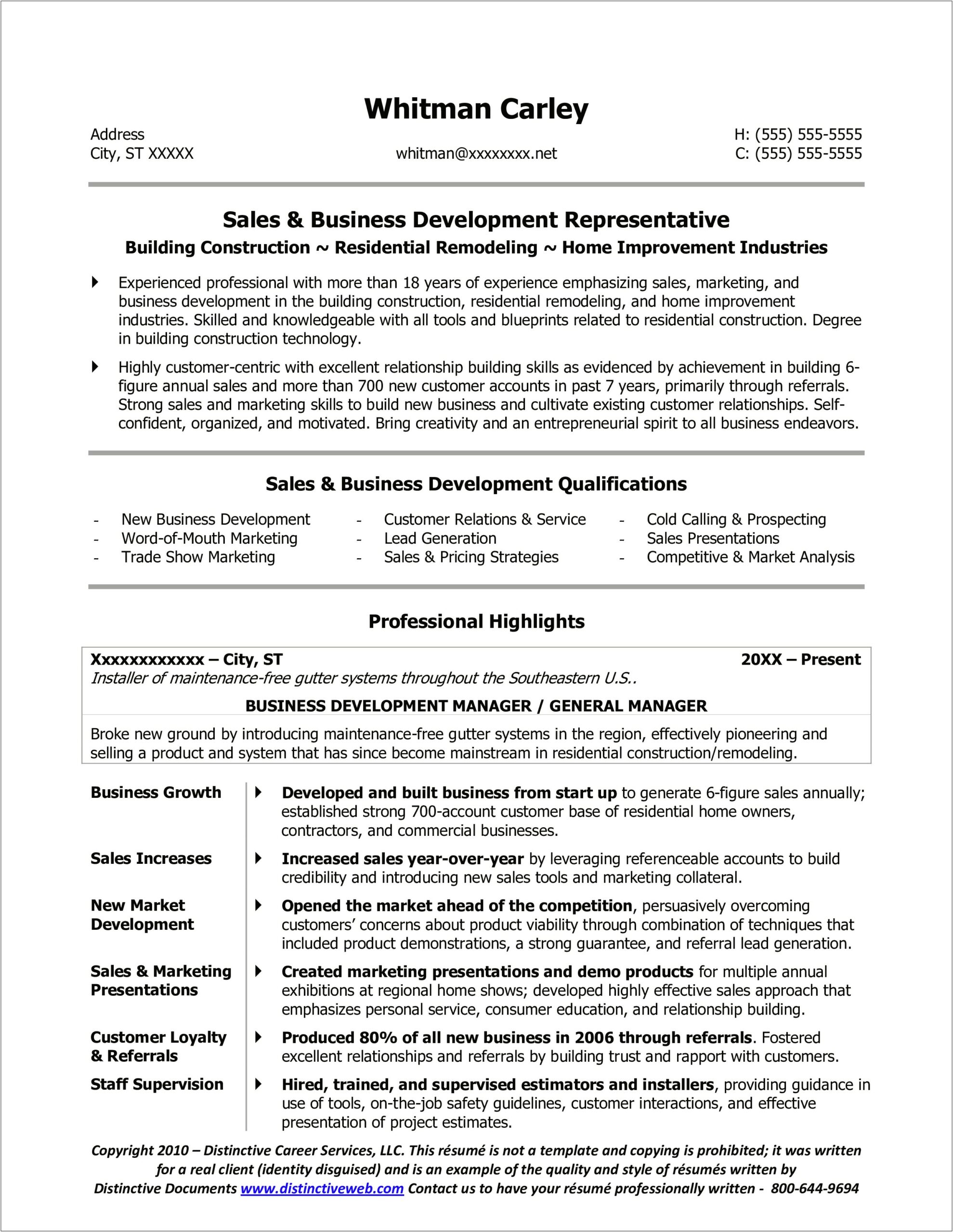 Description Of Business Owners On Resume