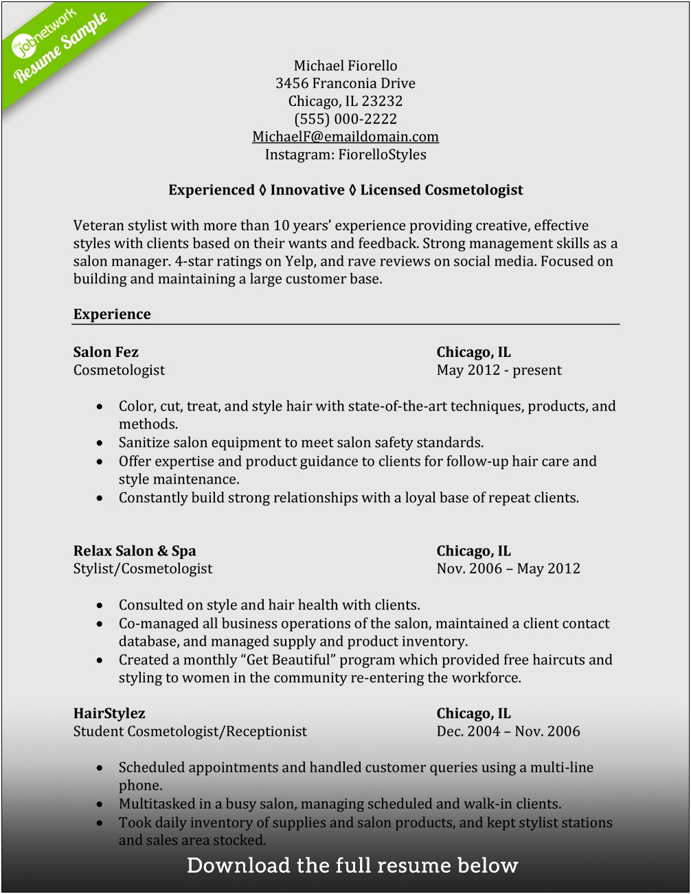 Description Of Esthetician School For Resume