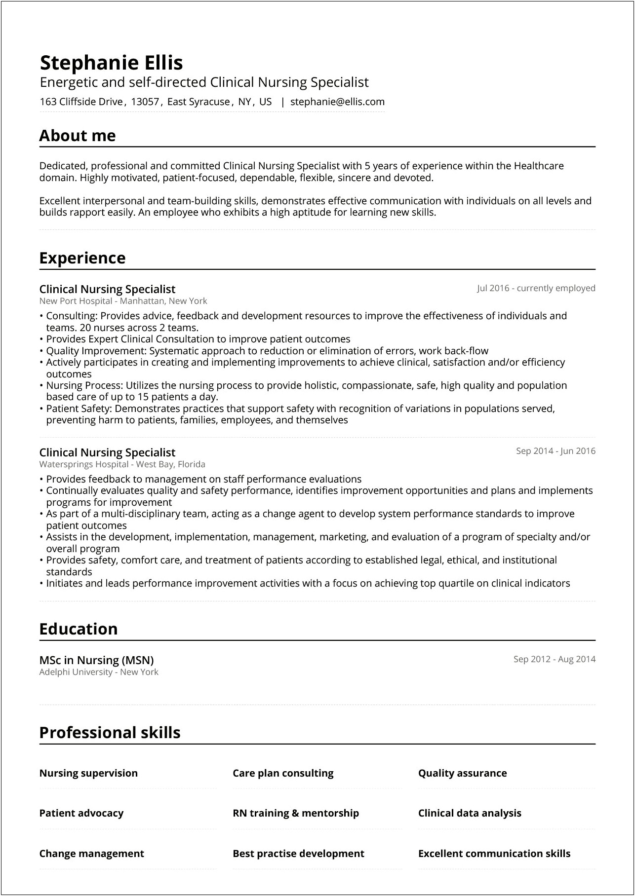 Description Of Nursing Duties For Resume