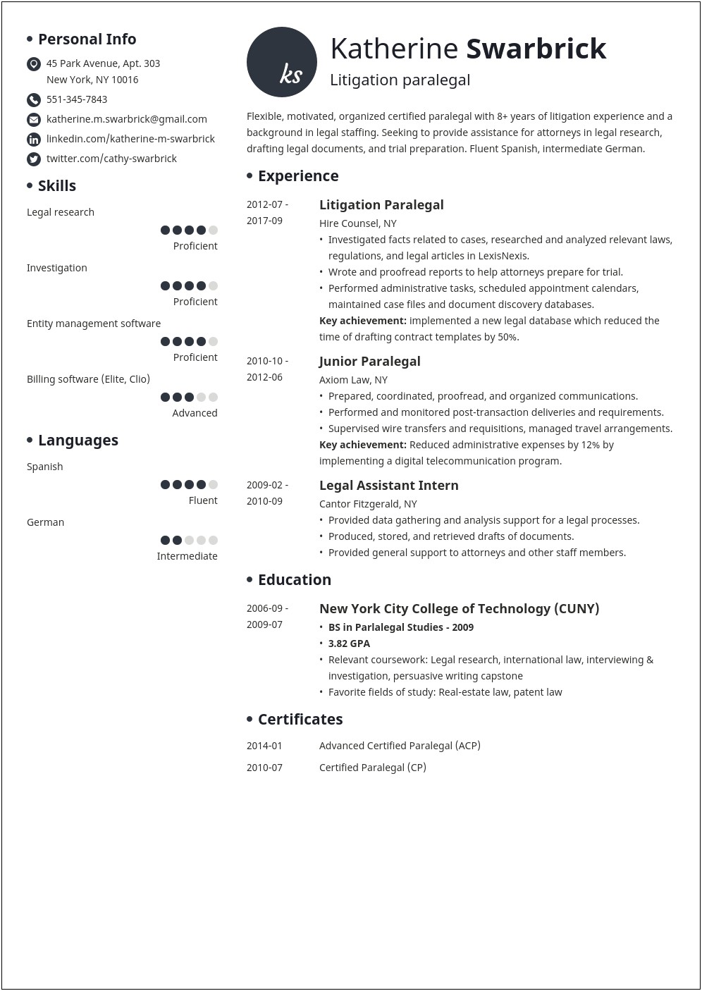 Description Of Paralegal Duties For Resume