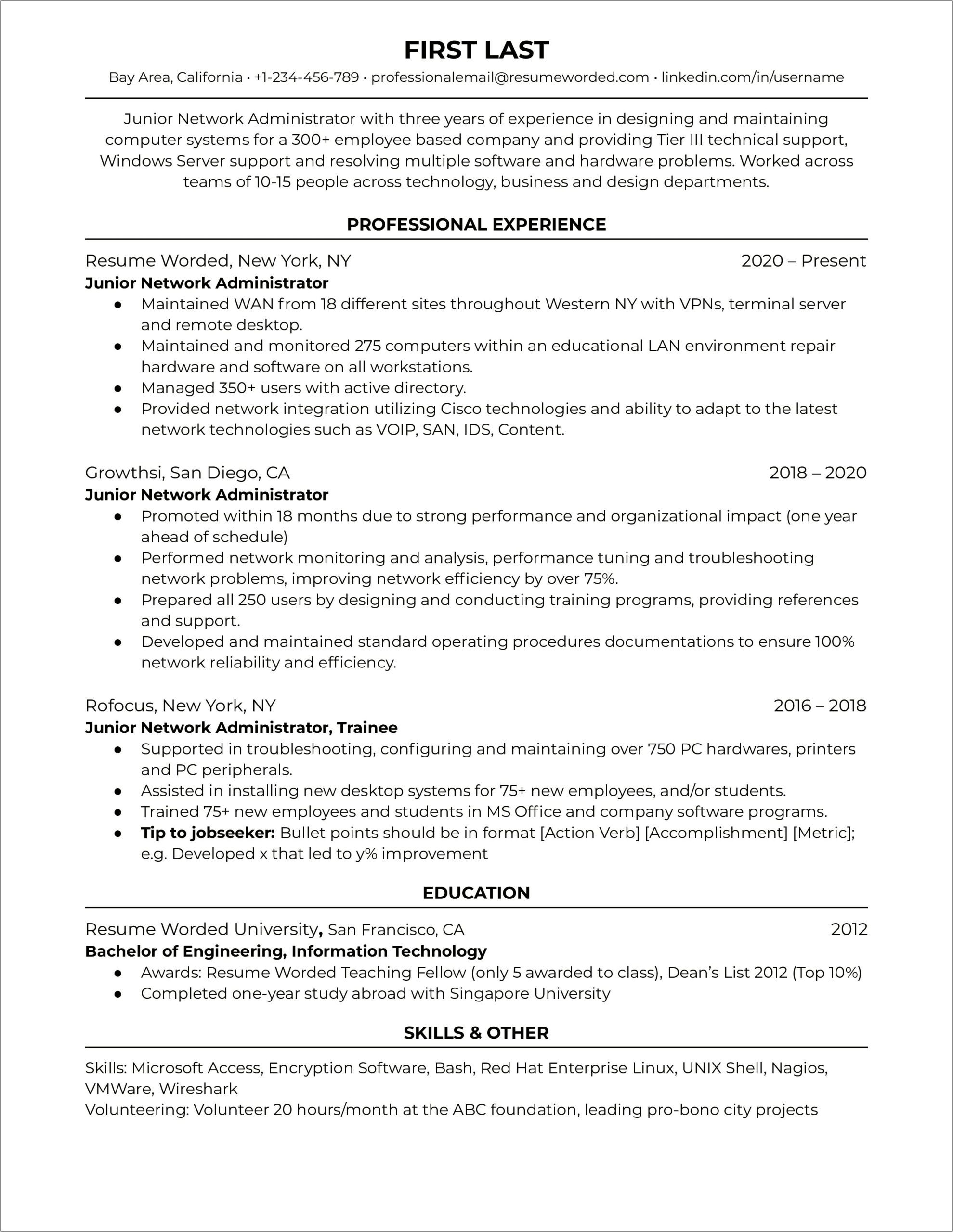 Design Or Architecture Experience Around Vmware Resume Examples