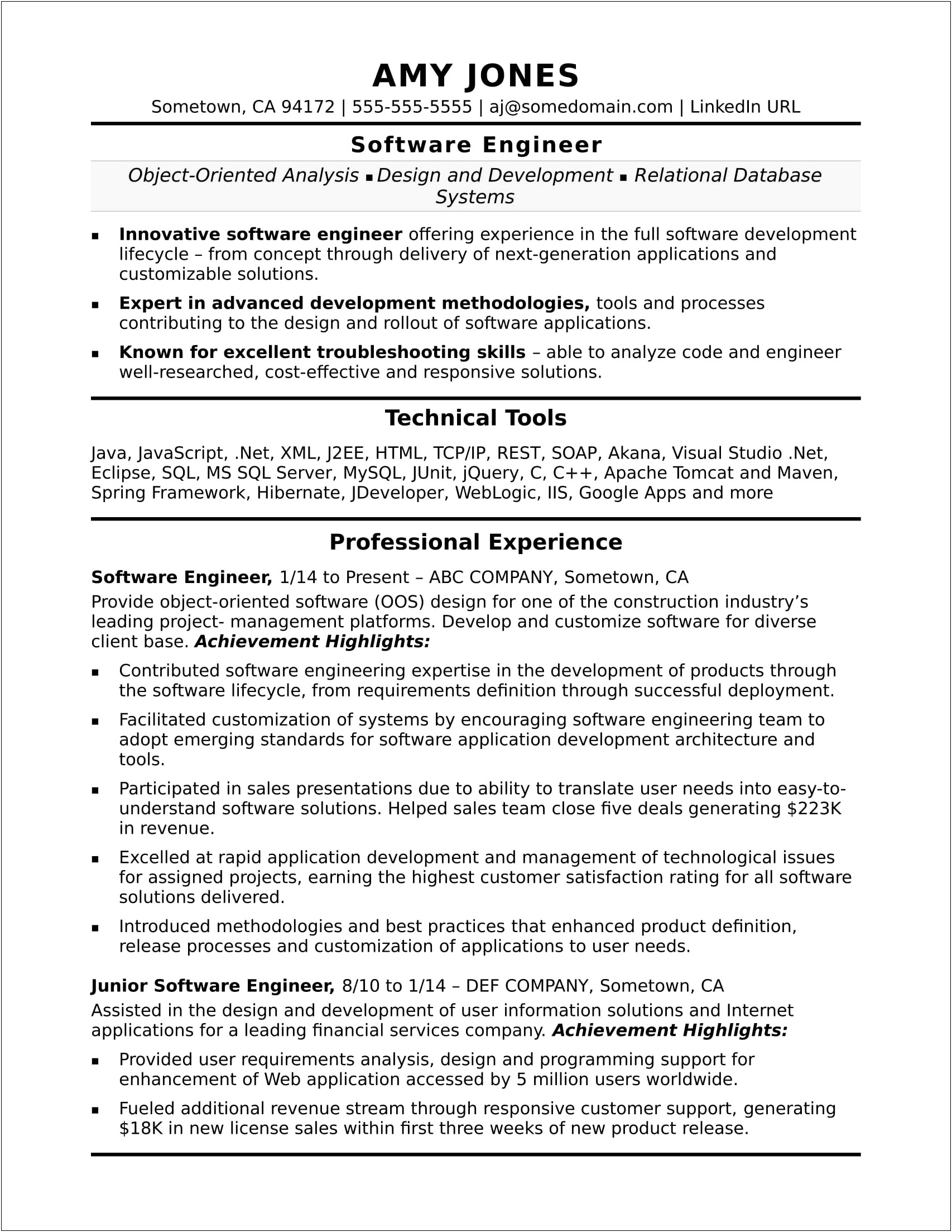 Design Pattern In C In Resume Template