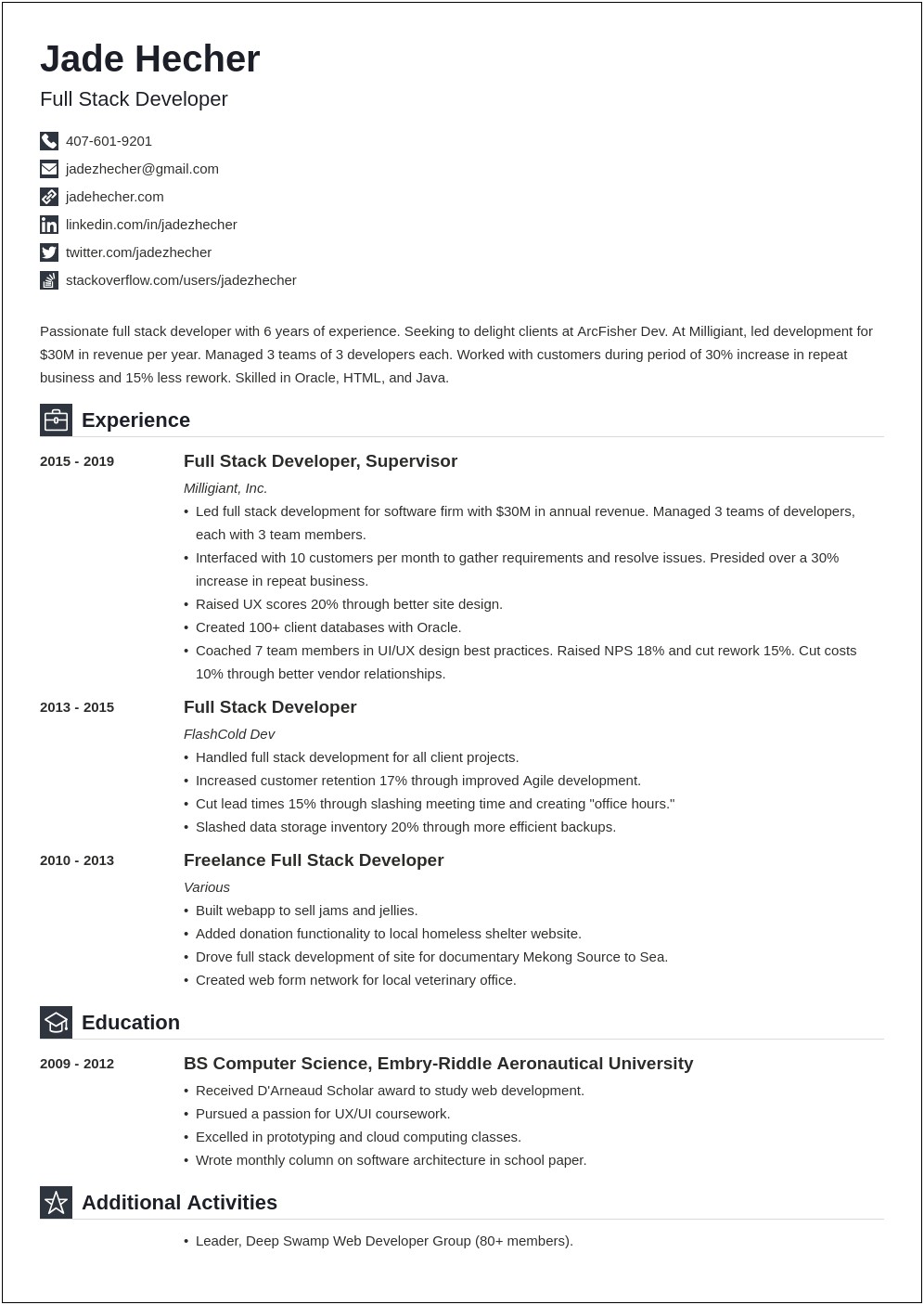 Developer Resume Template After First Job