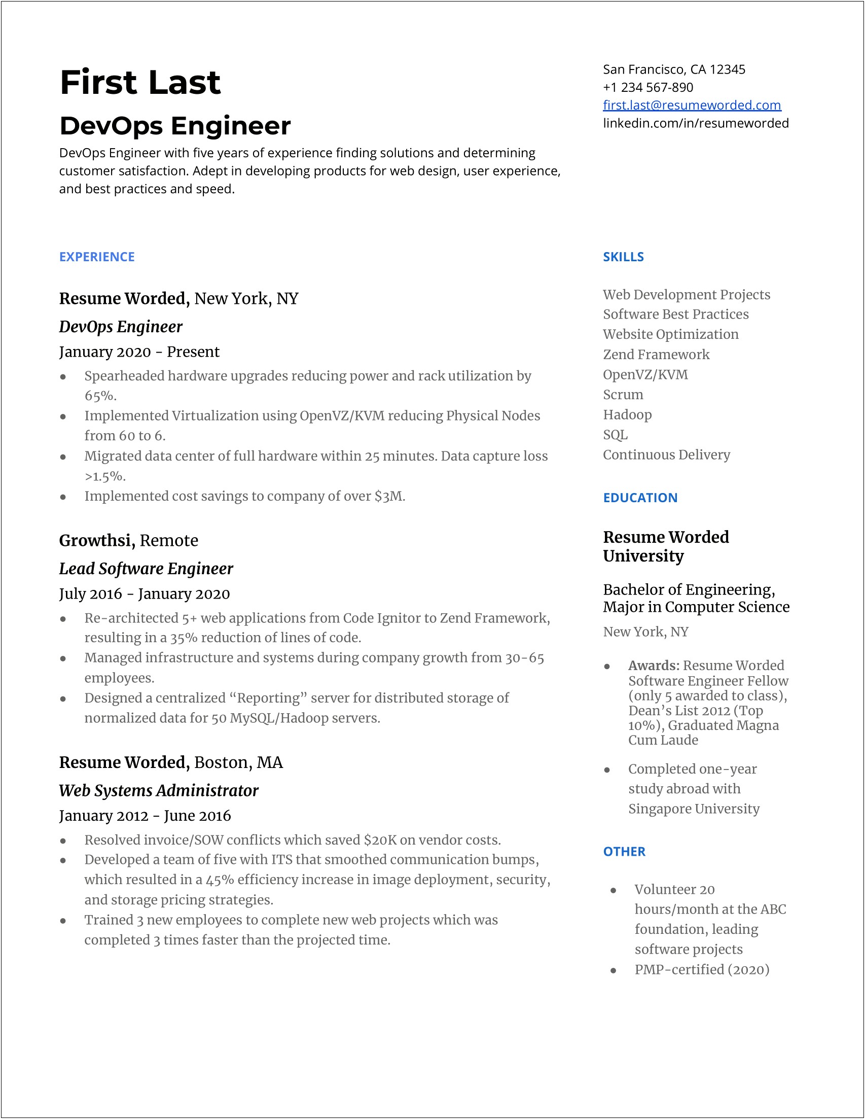 Devops Resume For 3 Years Experience Technical Skills