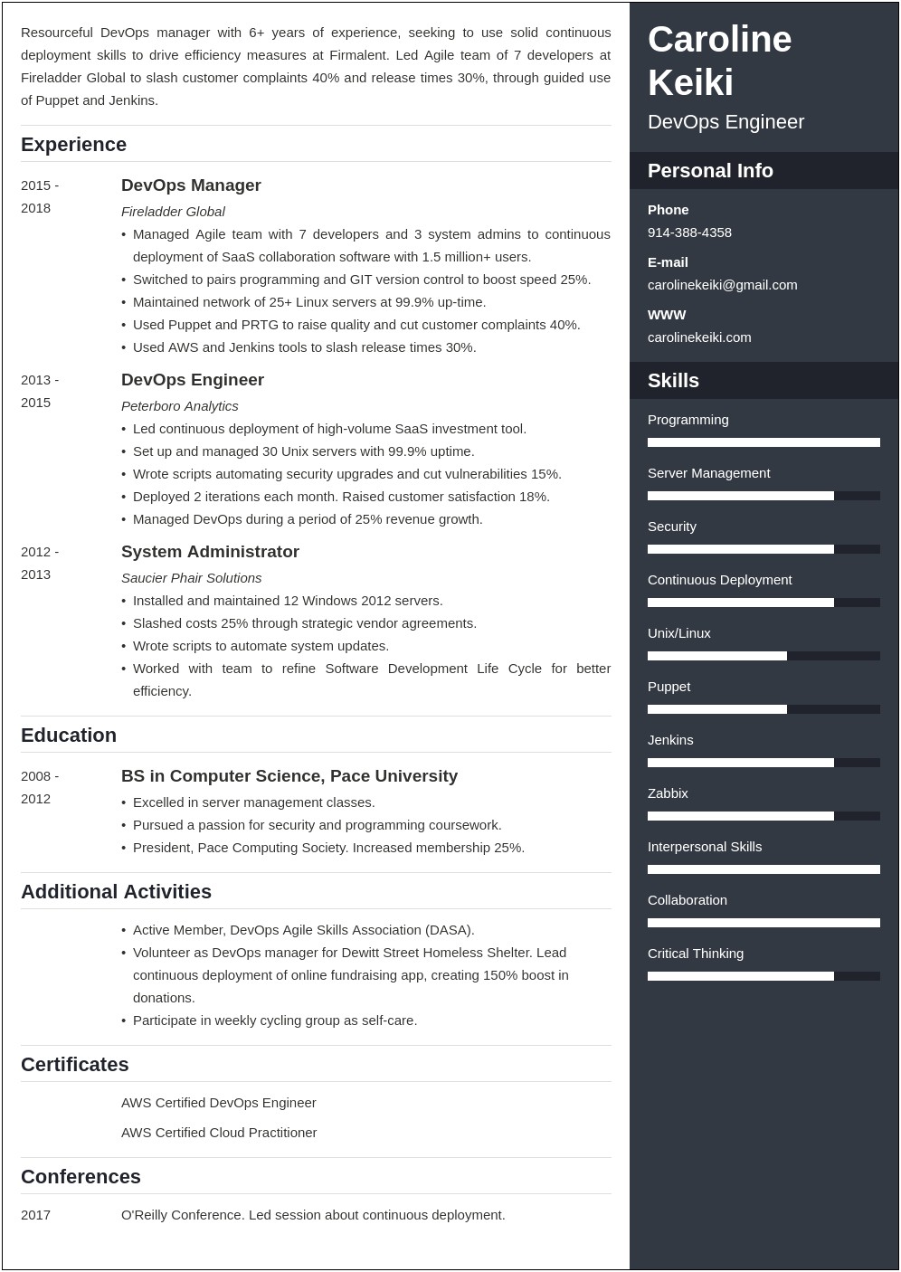 Devops With Java Sample Resumes Aws