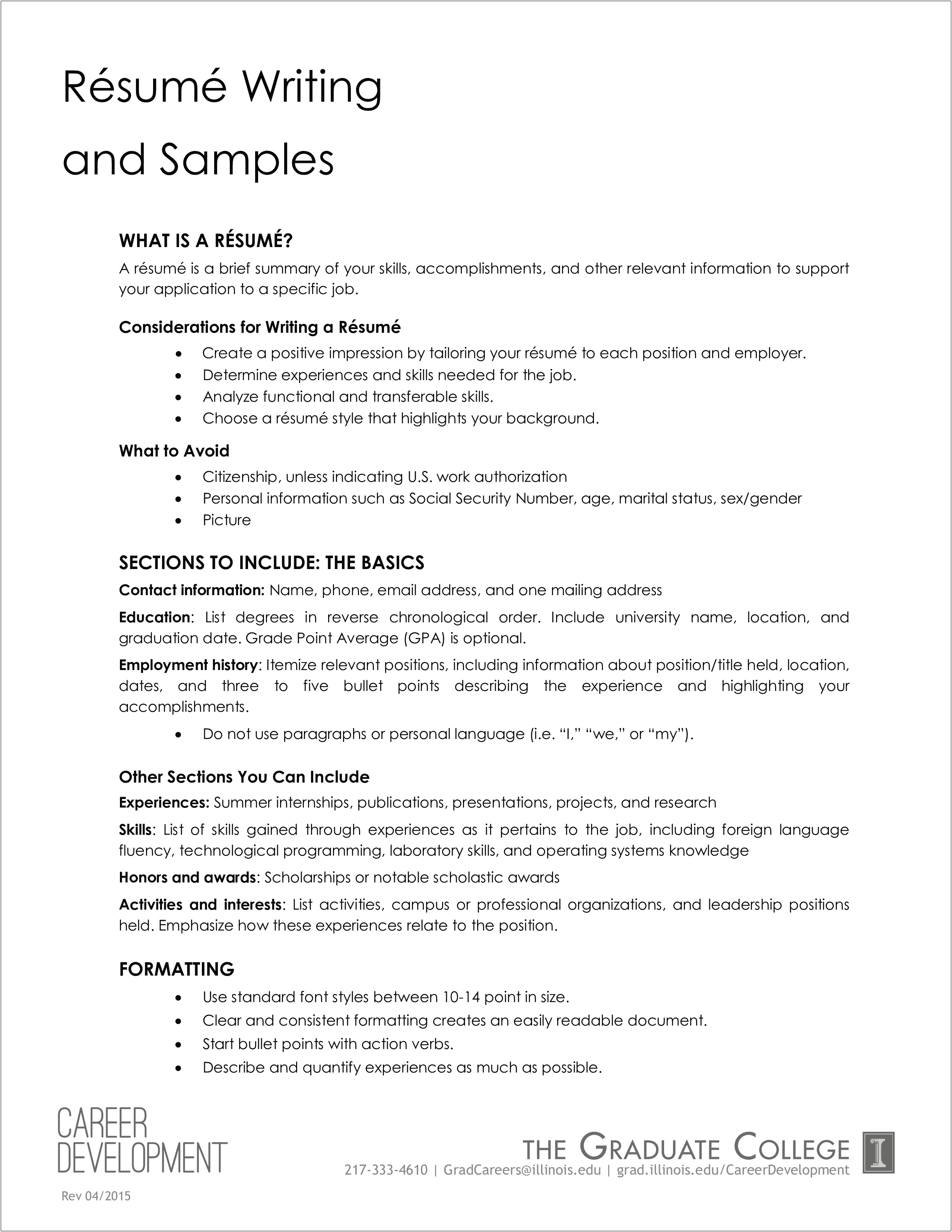 Difference Between Work History Summary And Resume