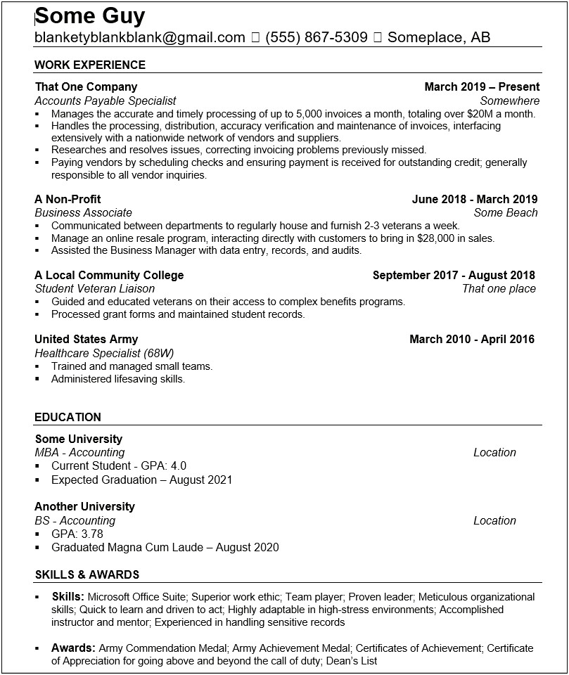Different Categories To Put On A Resume Reddit